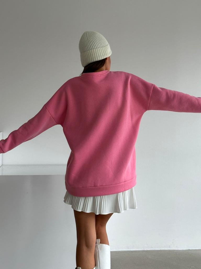 Nyc Baskılı Sweat Pembe