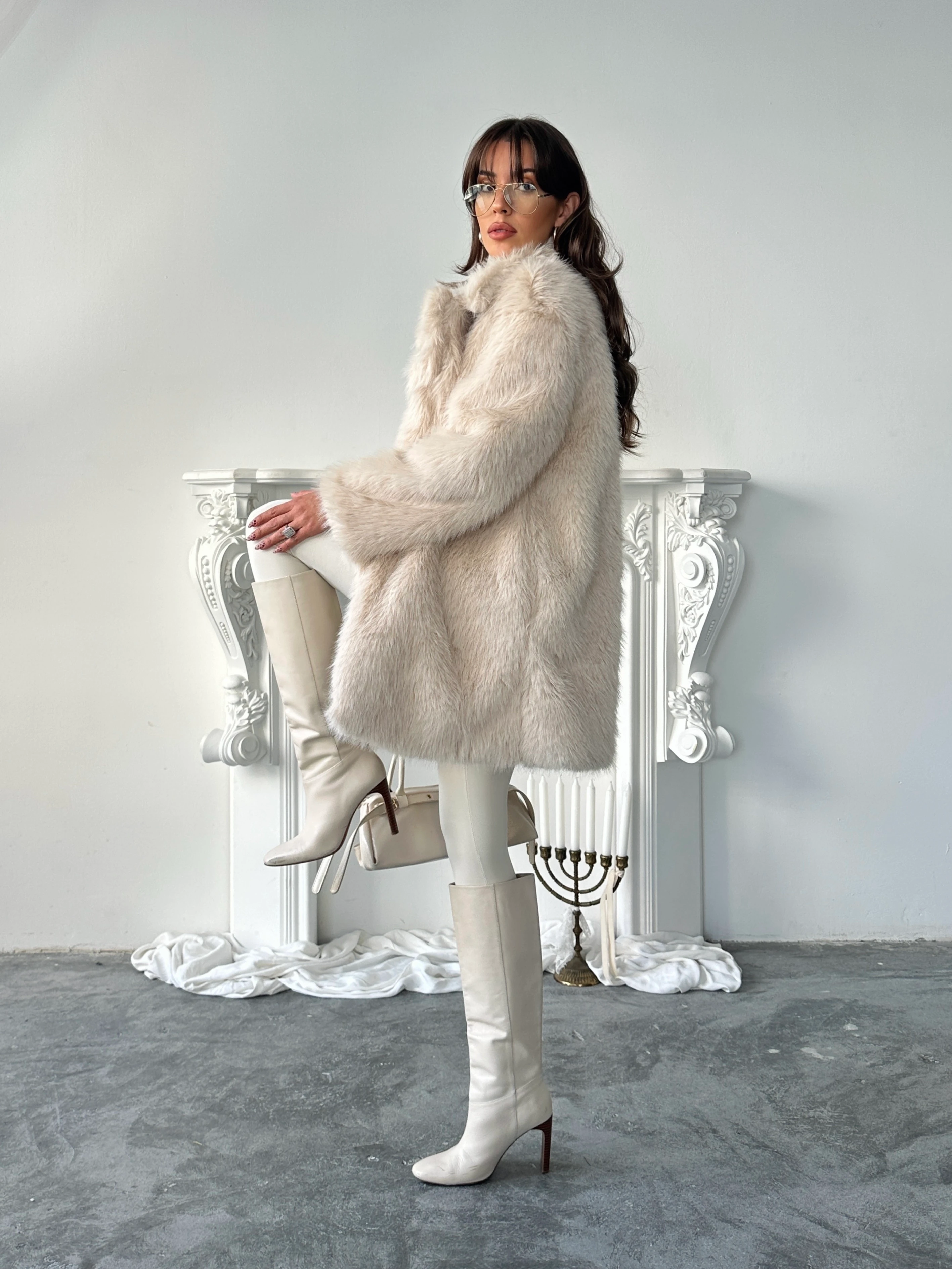 Premium Yakalı Uzun Kürk