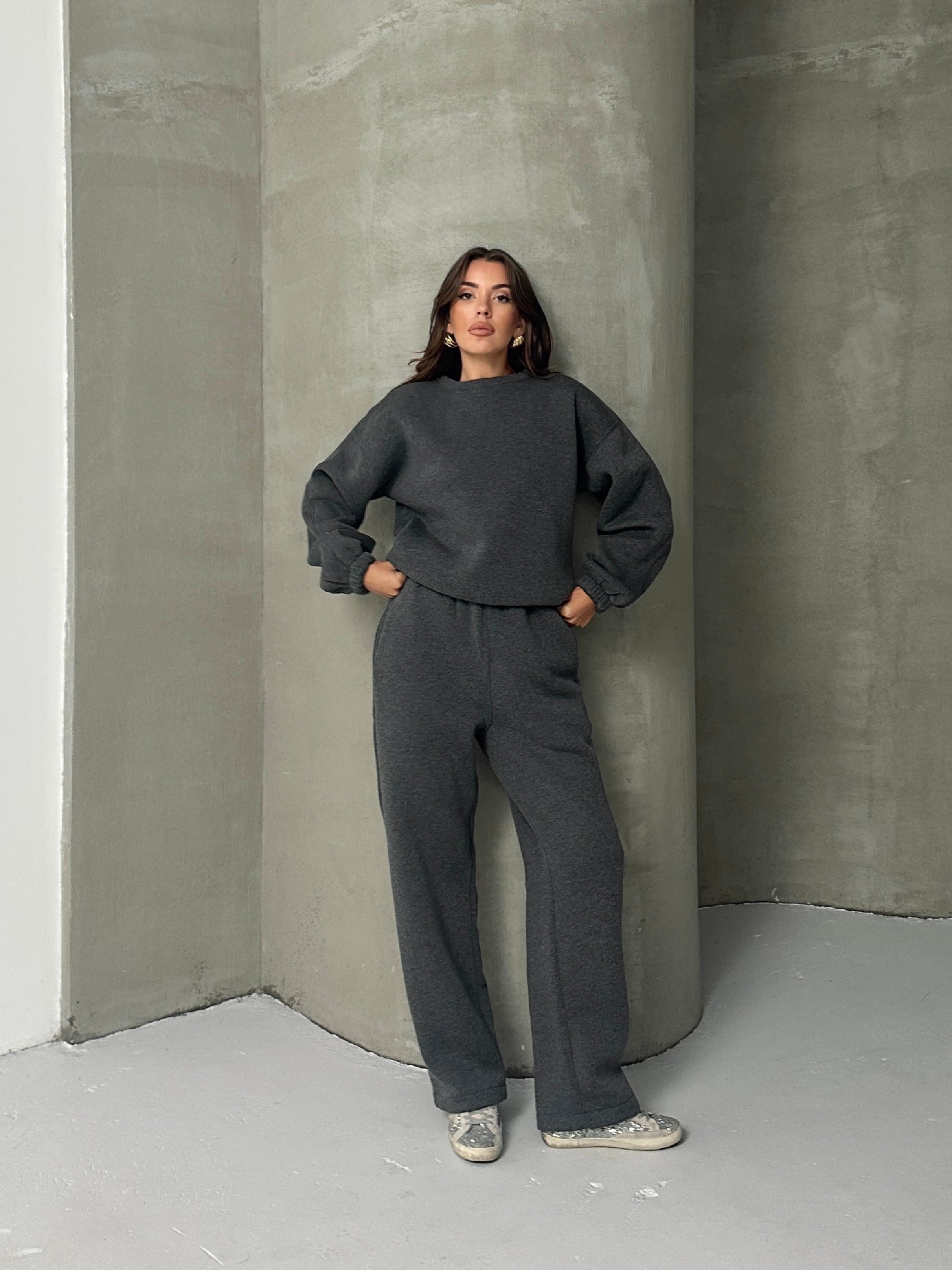 Oversize Şardonlu Takım - Füme