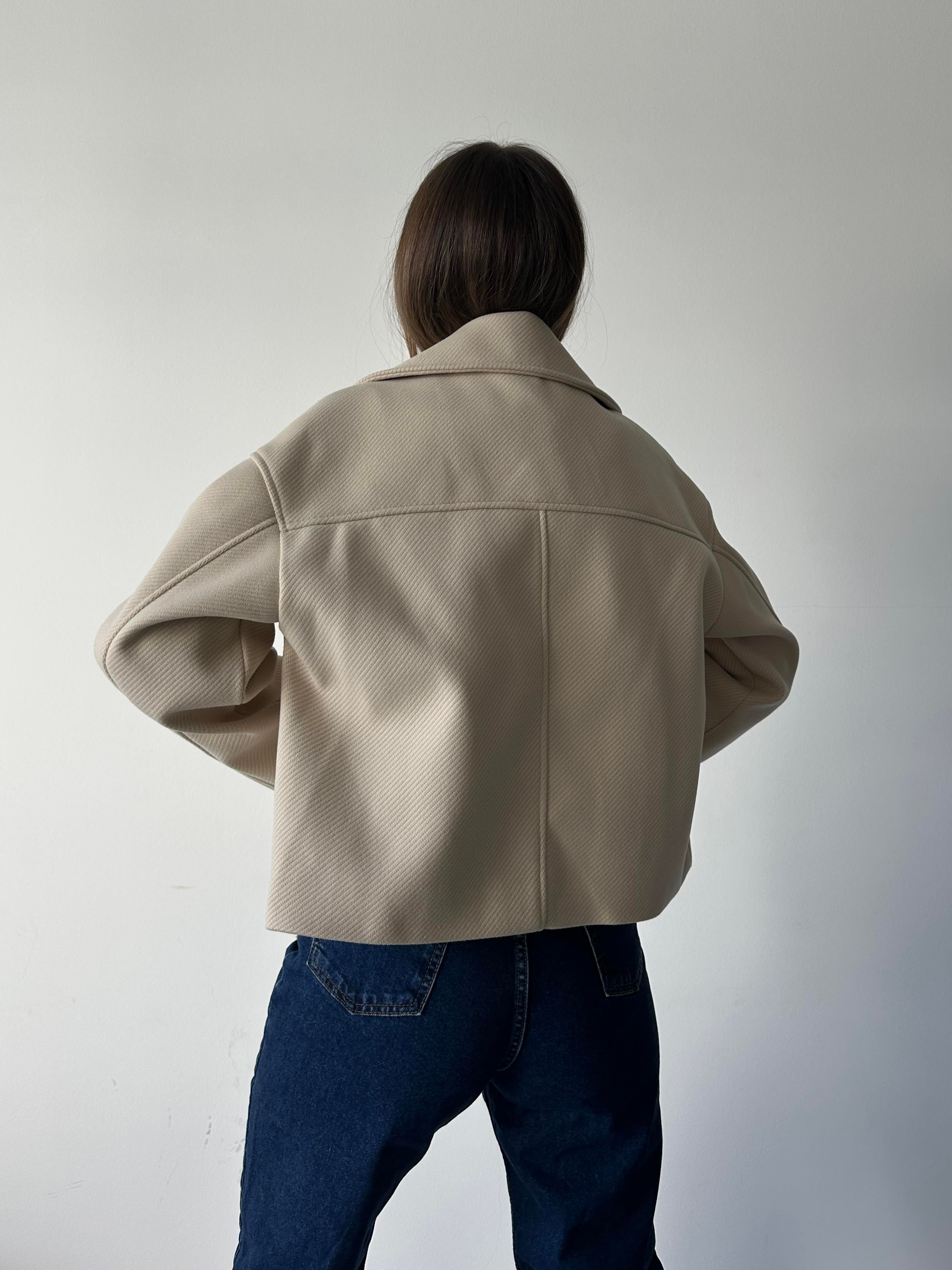 Düğmeli Oversize Kaban Ekru