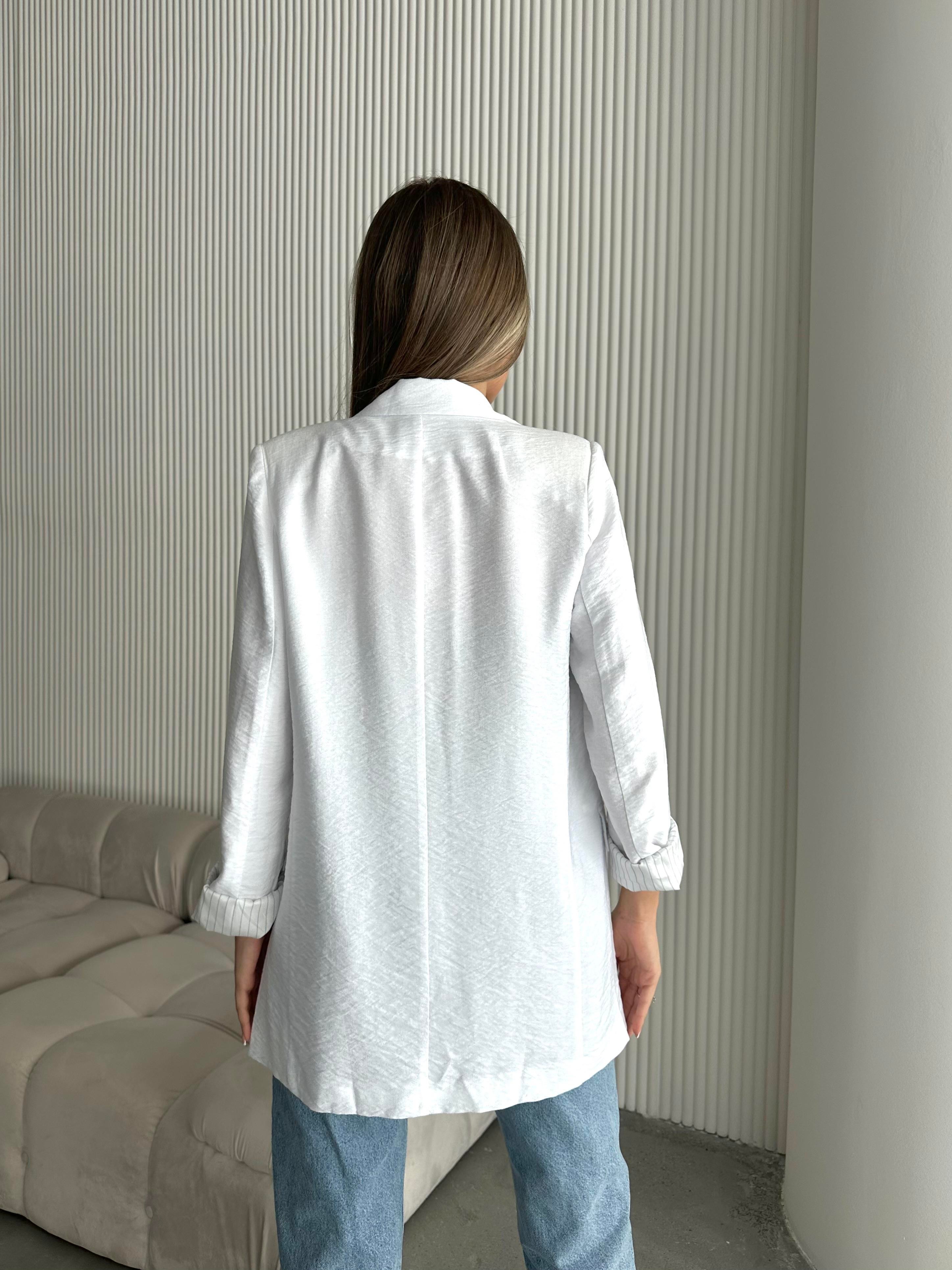 Tiril Keten Blazer Ceket Beyaz