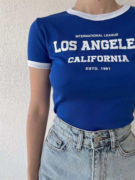 Los Angeles Bisiklet Yaka Crop Lacivert