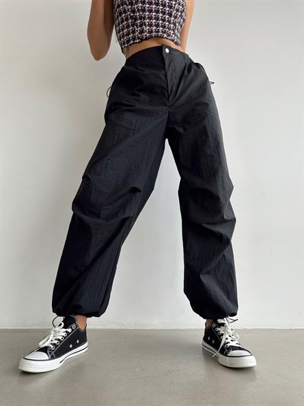 Baggy Tech Paraşüt Jogger Pantolon Siyah