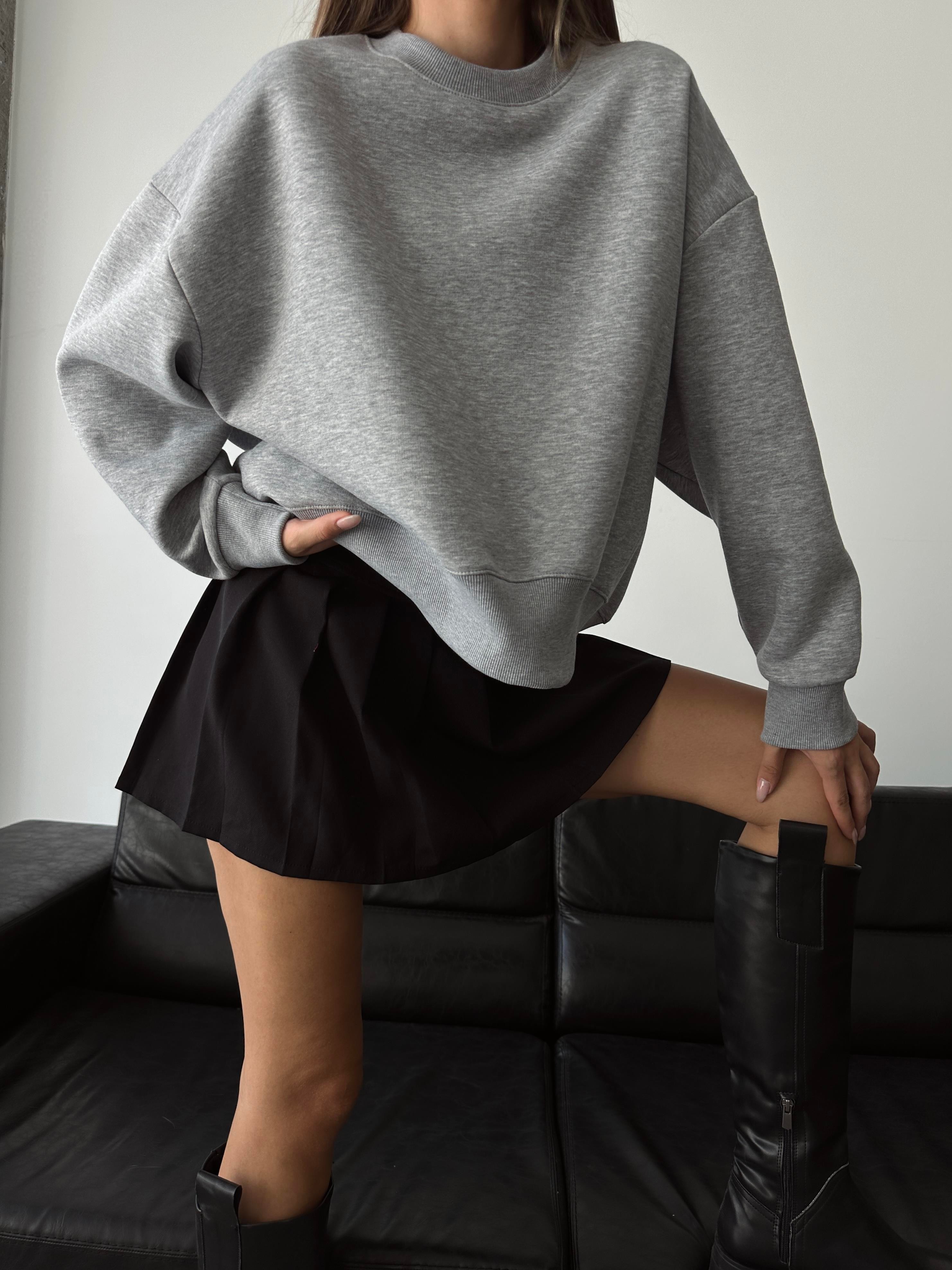 Sage Bisiklet Yaka Sweatshirt Gri