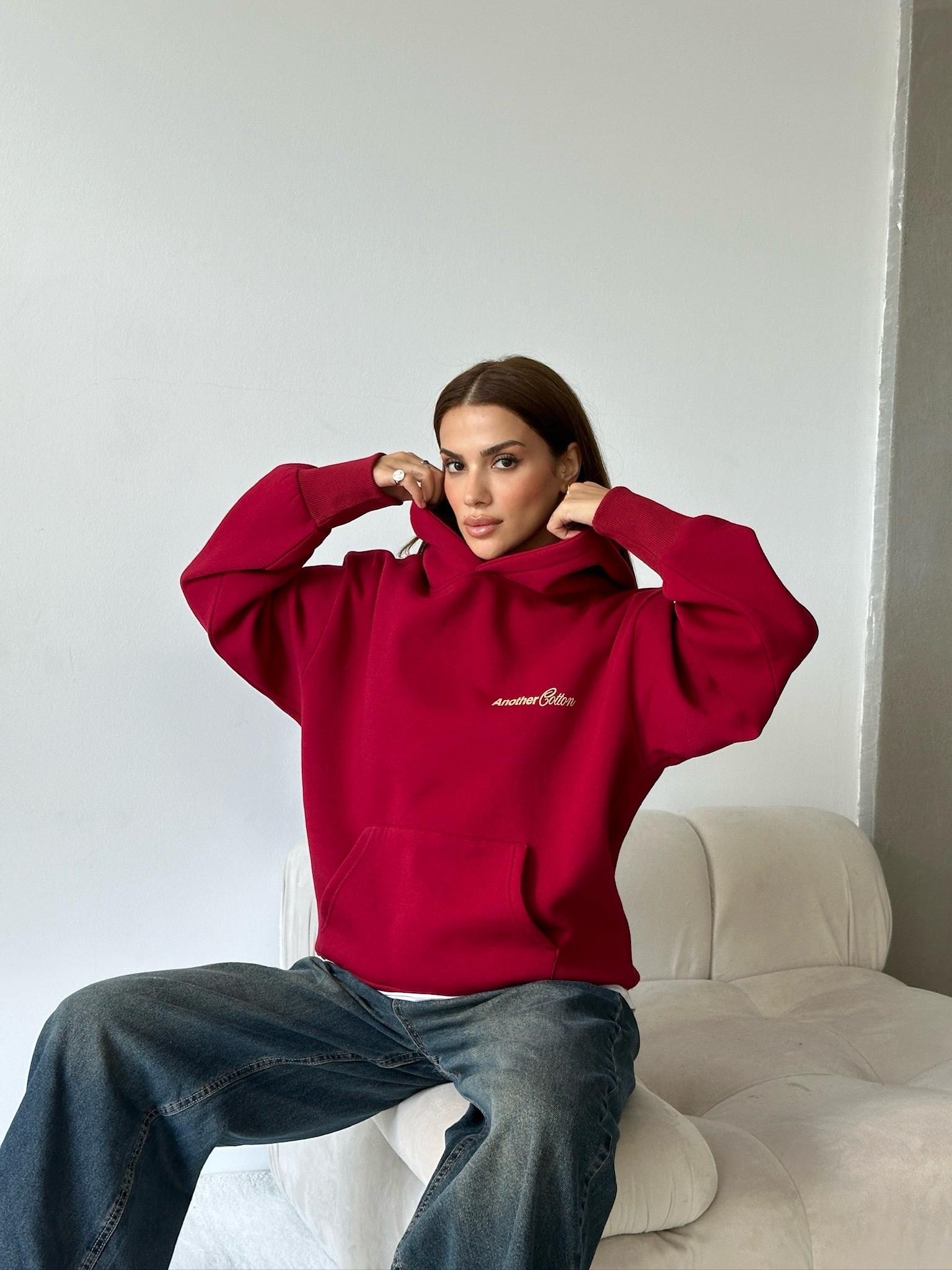 Another Kapüşonlu Sweatshirt Bordo