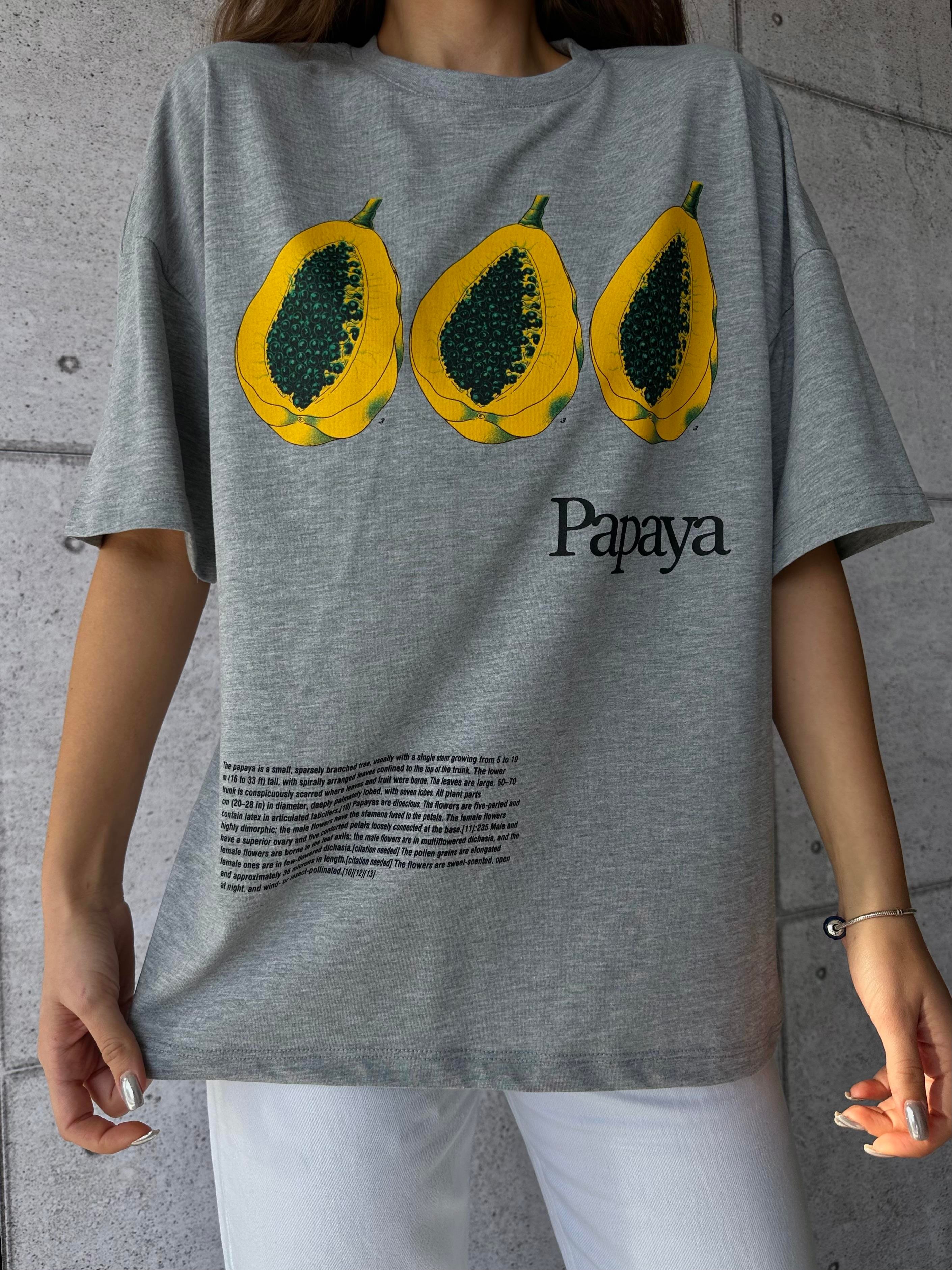 Papaya Baskılı Tshirt Gri