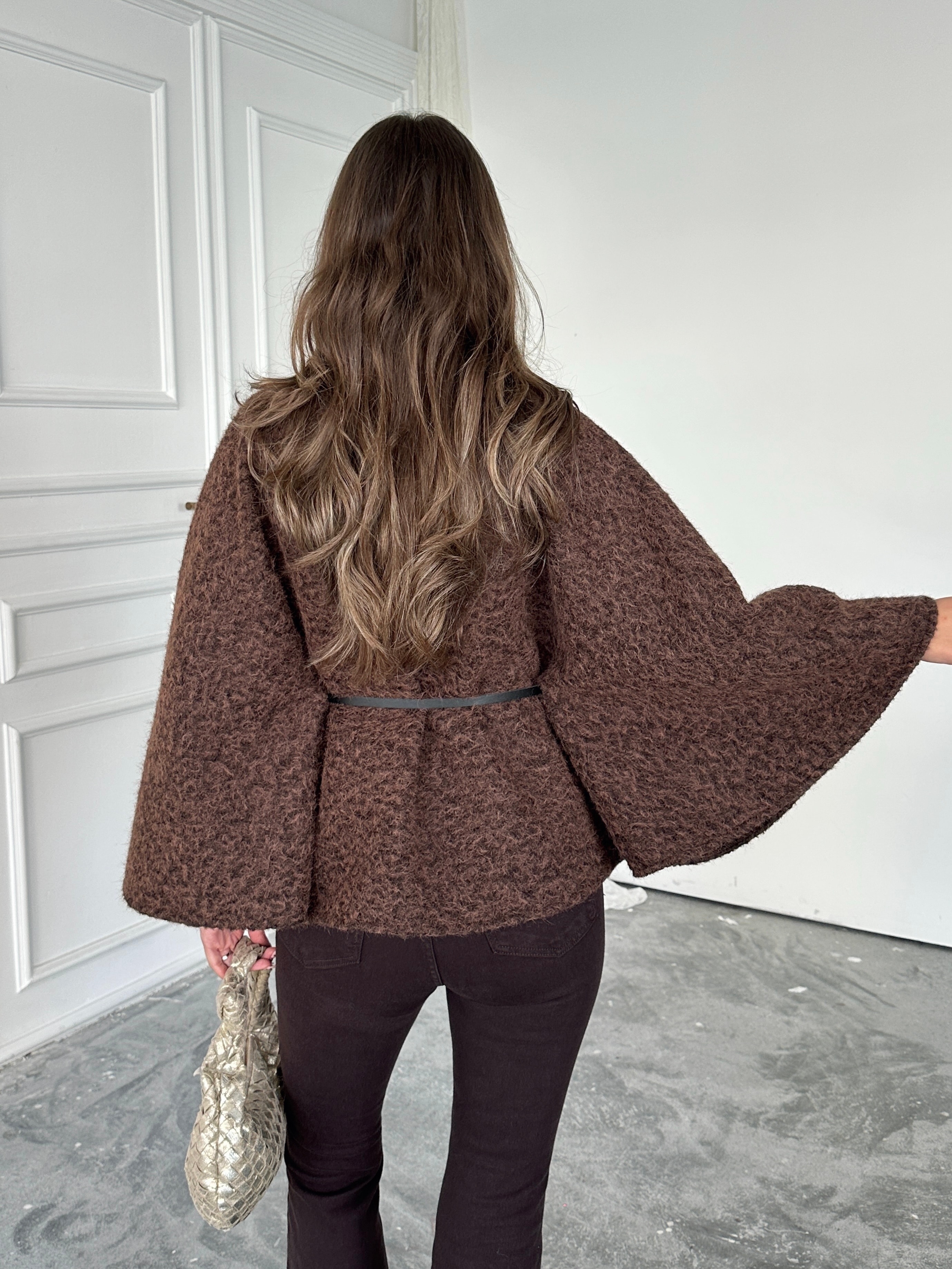 Kırçıllı Kaşe Panço  - Kahverengi