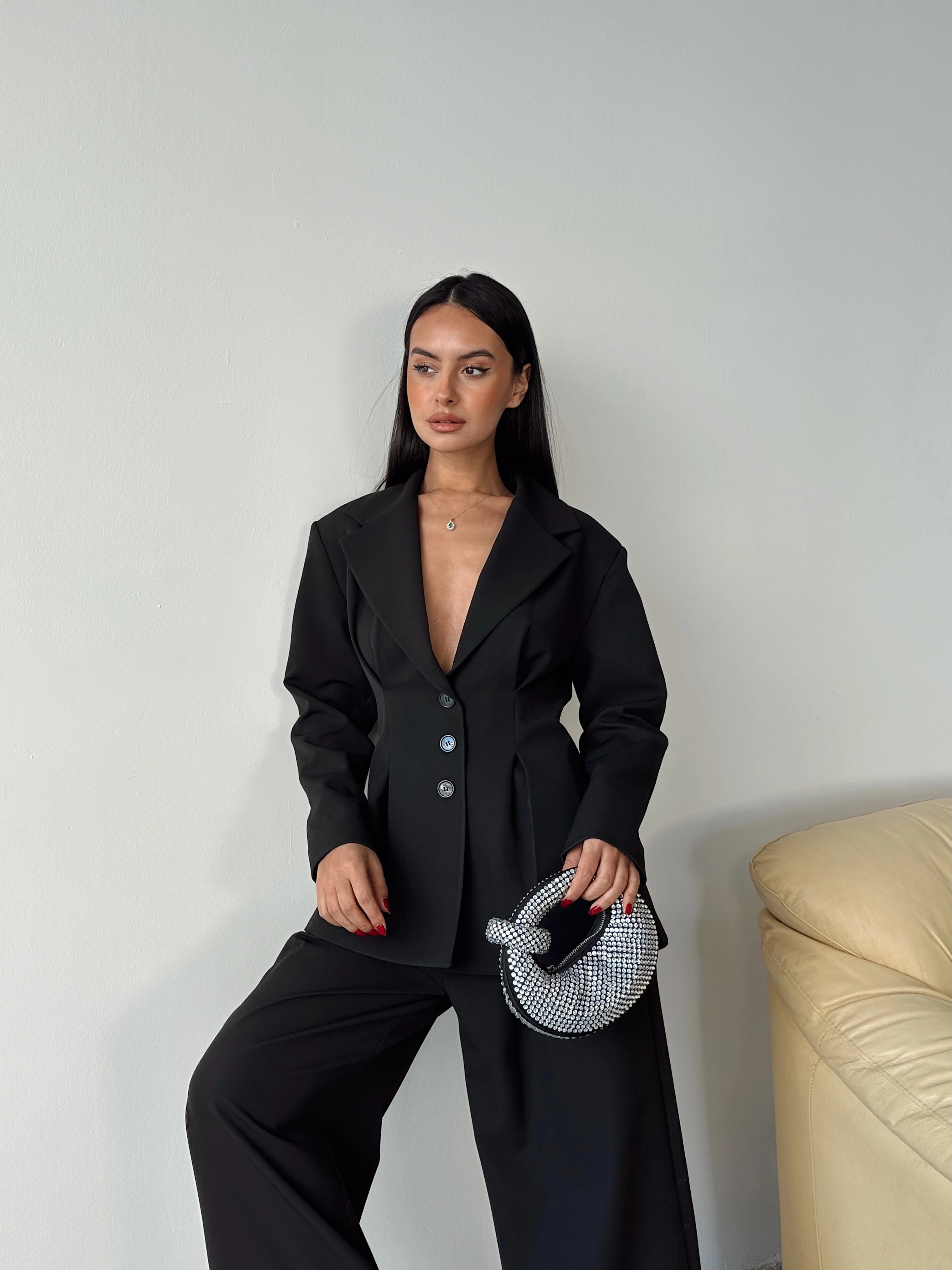 Pile Detay Oturtmalı Blazer Ceket 