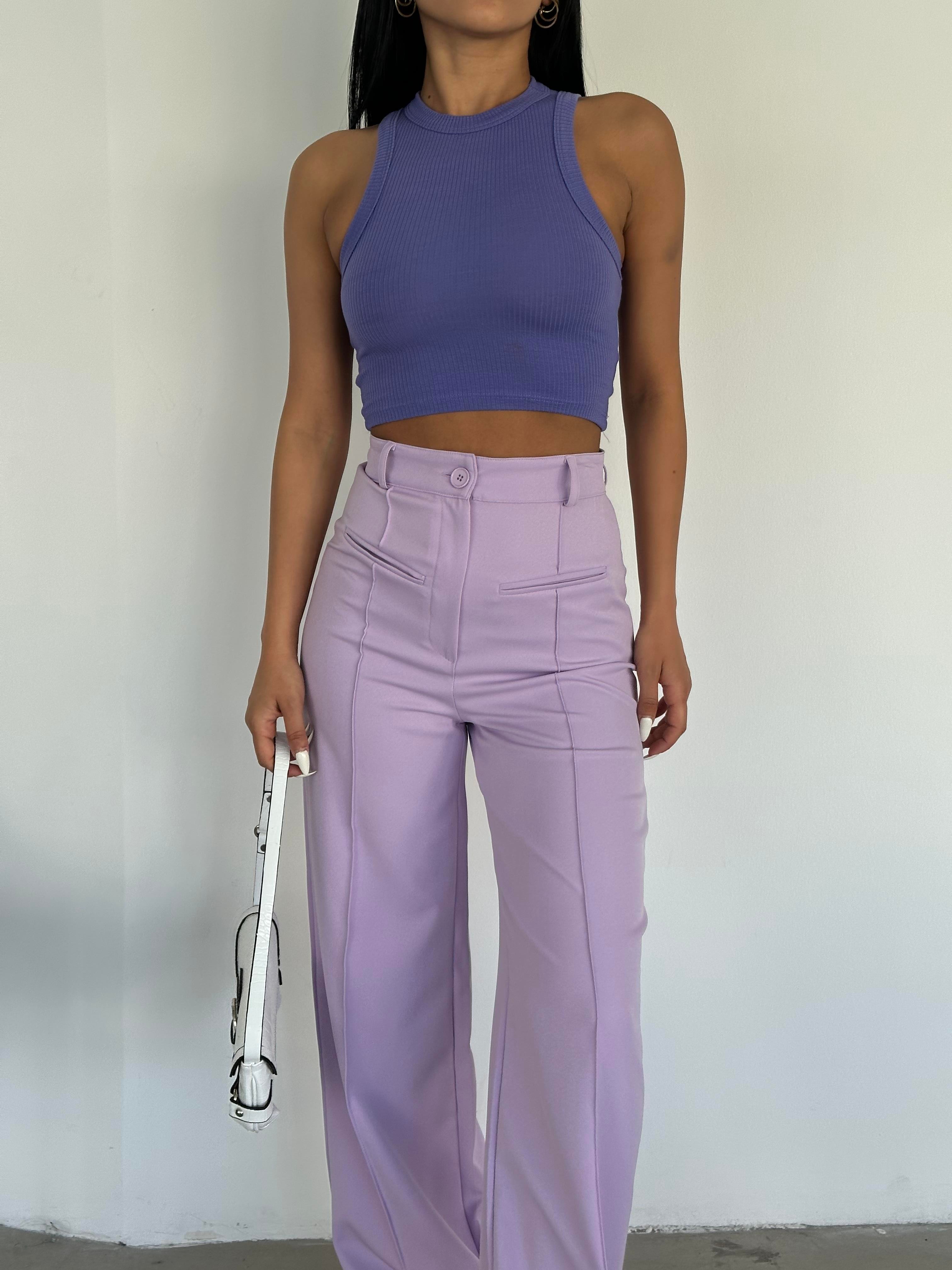 Halter Yaka Fitilli Crop Mor