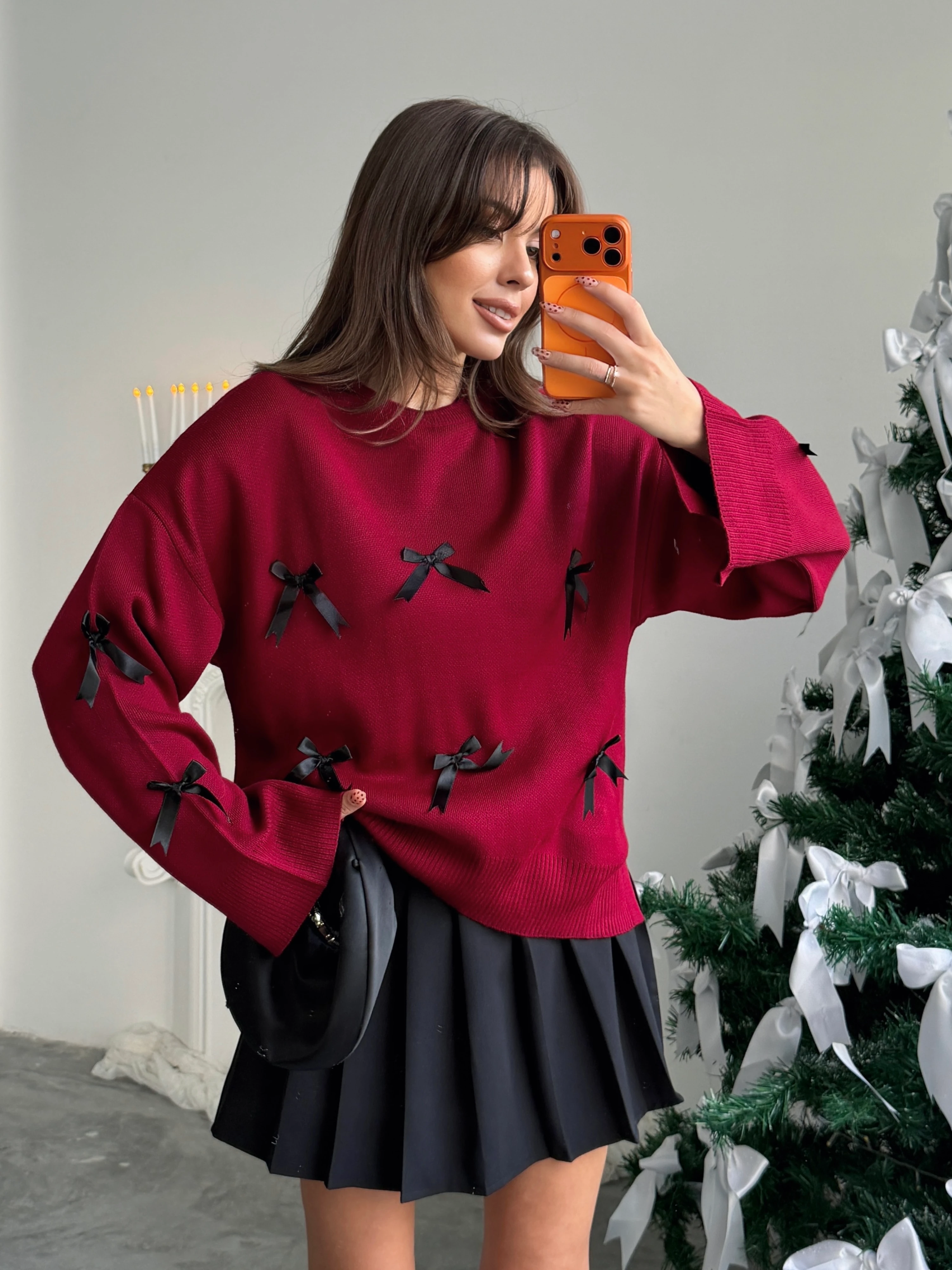 Fiyonk Detay Kazak - Bordo