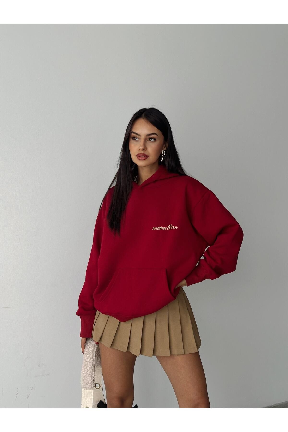 Another Kapüşonlu Sweatshirt Bordo