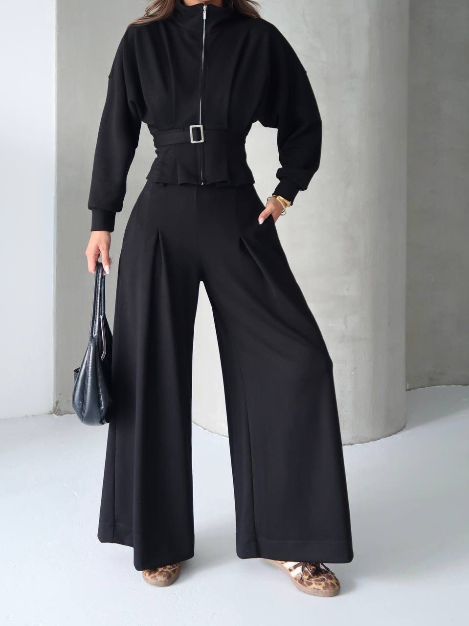 Beli Kemerli İkili Takım  - Black