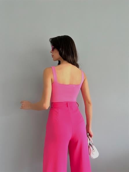 Triko Korse Crop Pembe