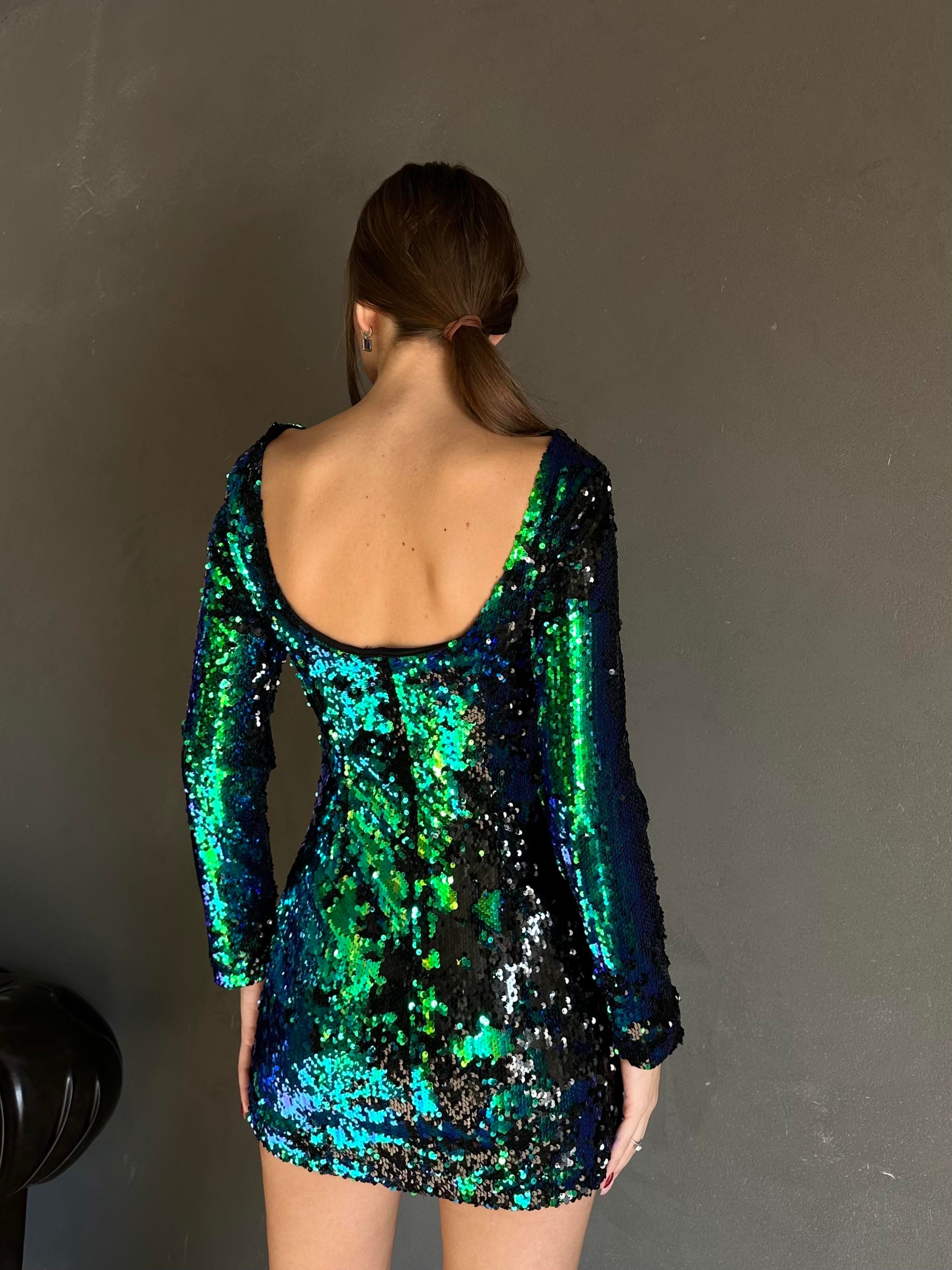 Fishy Pul Payet Mini Elbise Hologram