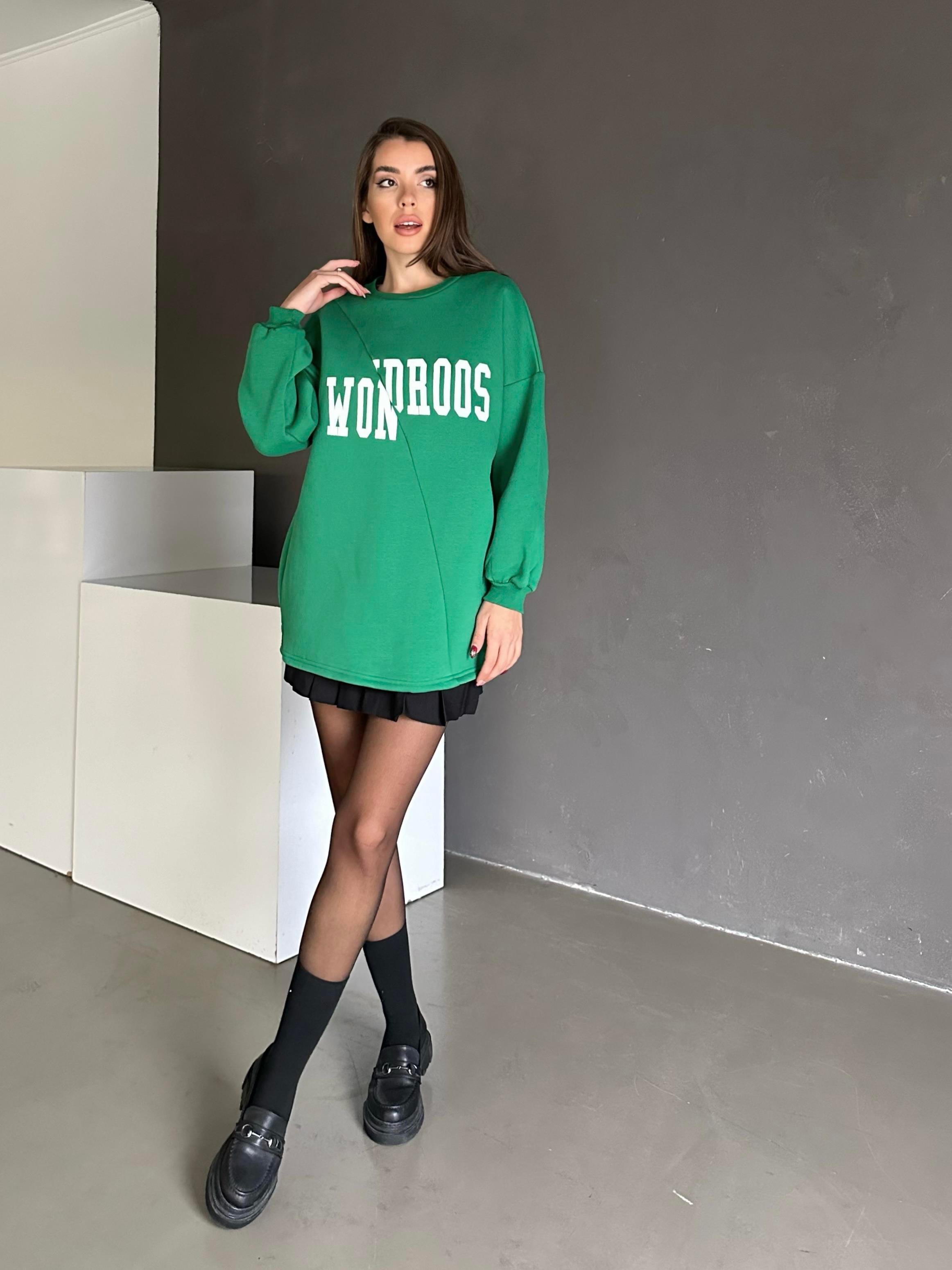 Wondroos Yan Yırtmaç Oversize Sweatshirt Yeşil