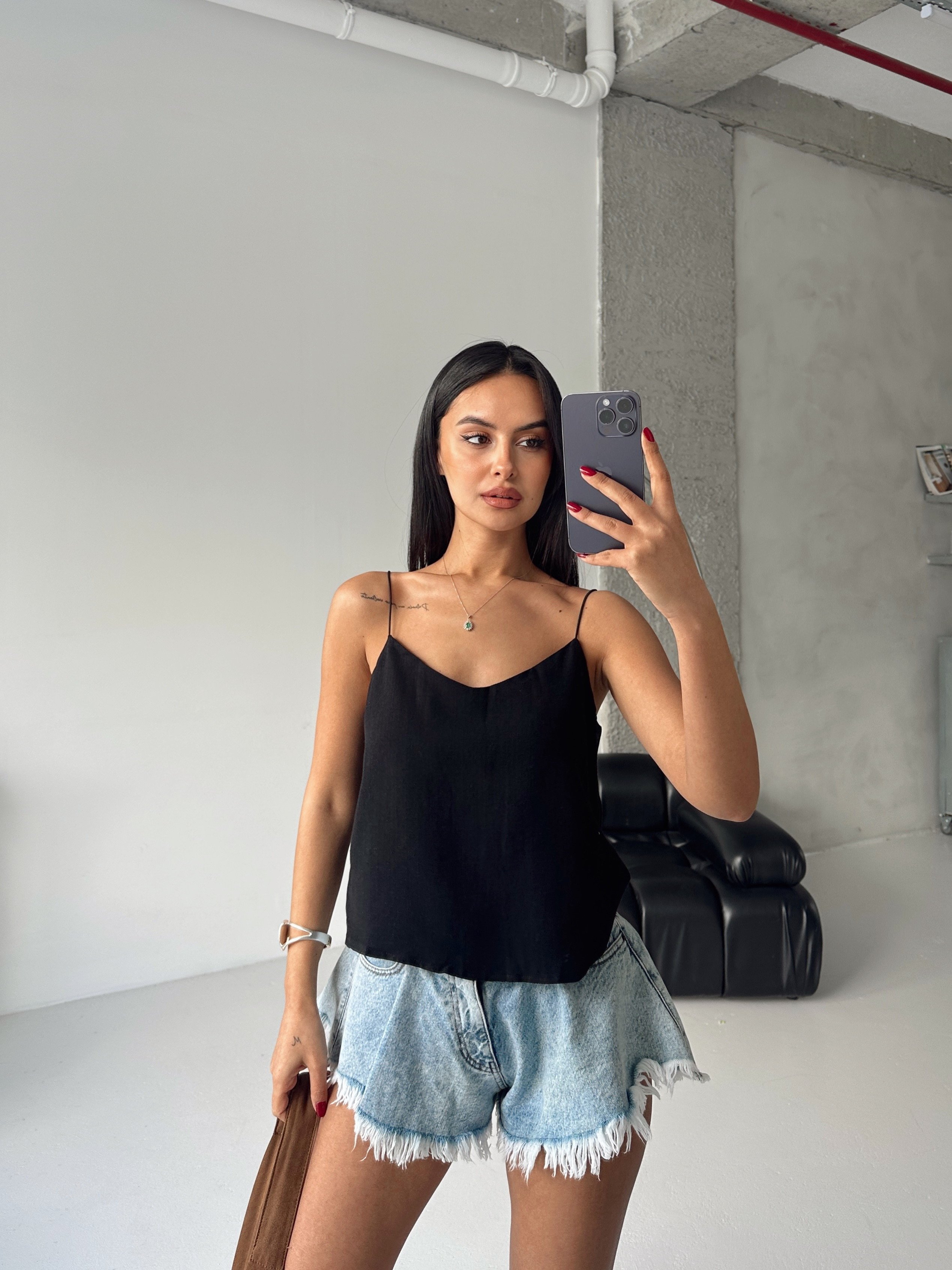 Askılı Keten Bluz