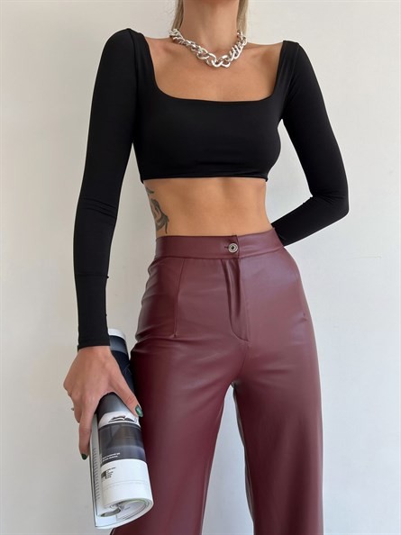 Kare Yaka Crop Siyah