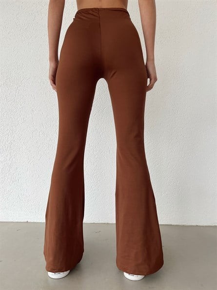 İspanyol Paça Tayt Pantolon Kahverengi