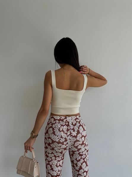 Triko Korse Crop Krem