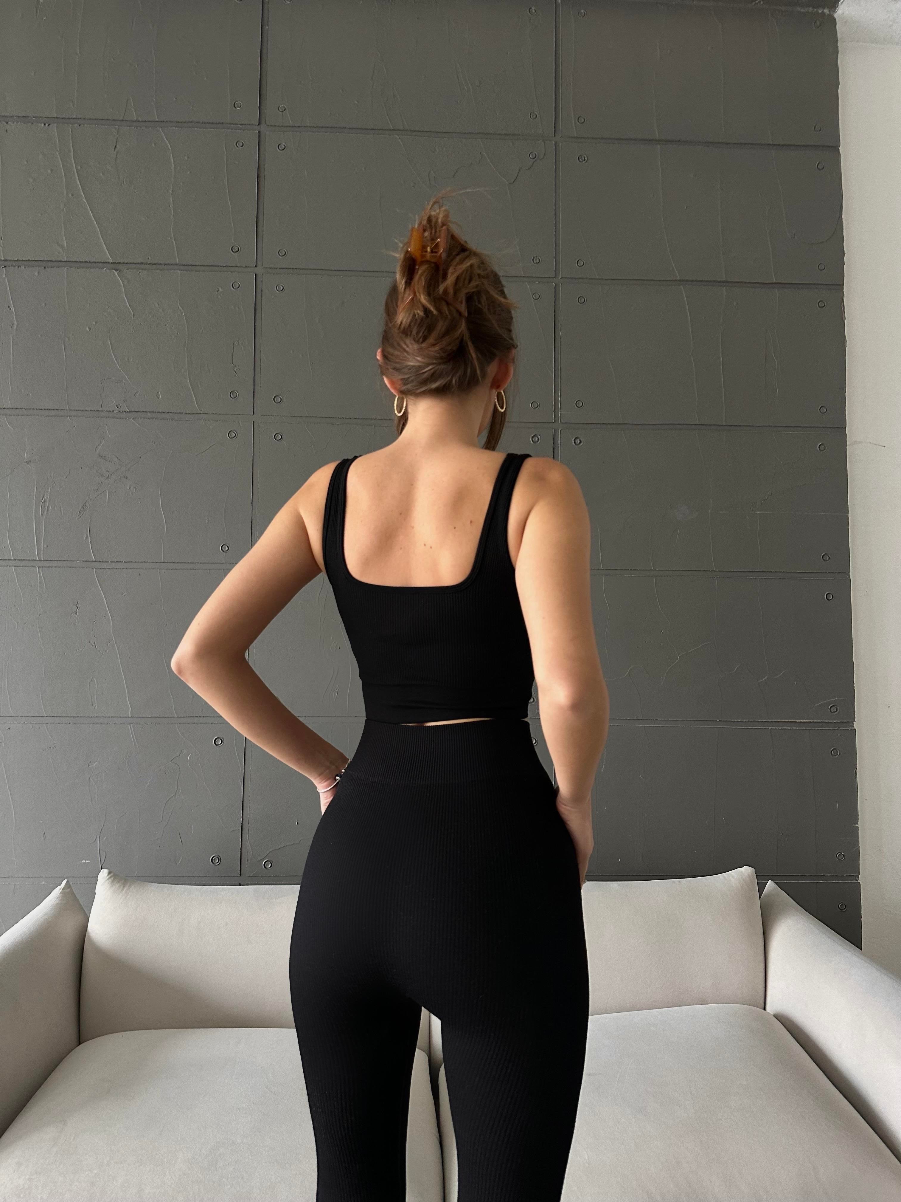 Jessica Fitilli Seamless Crop Siyah