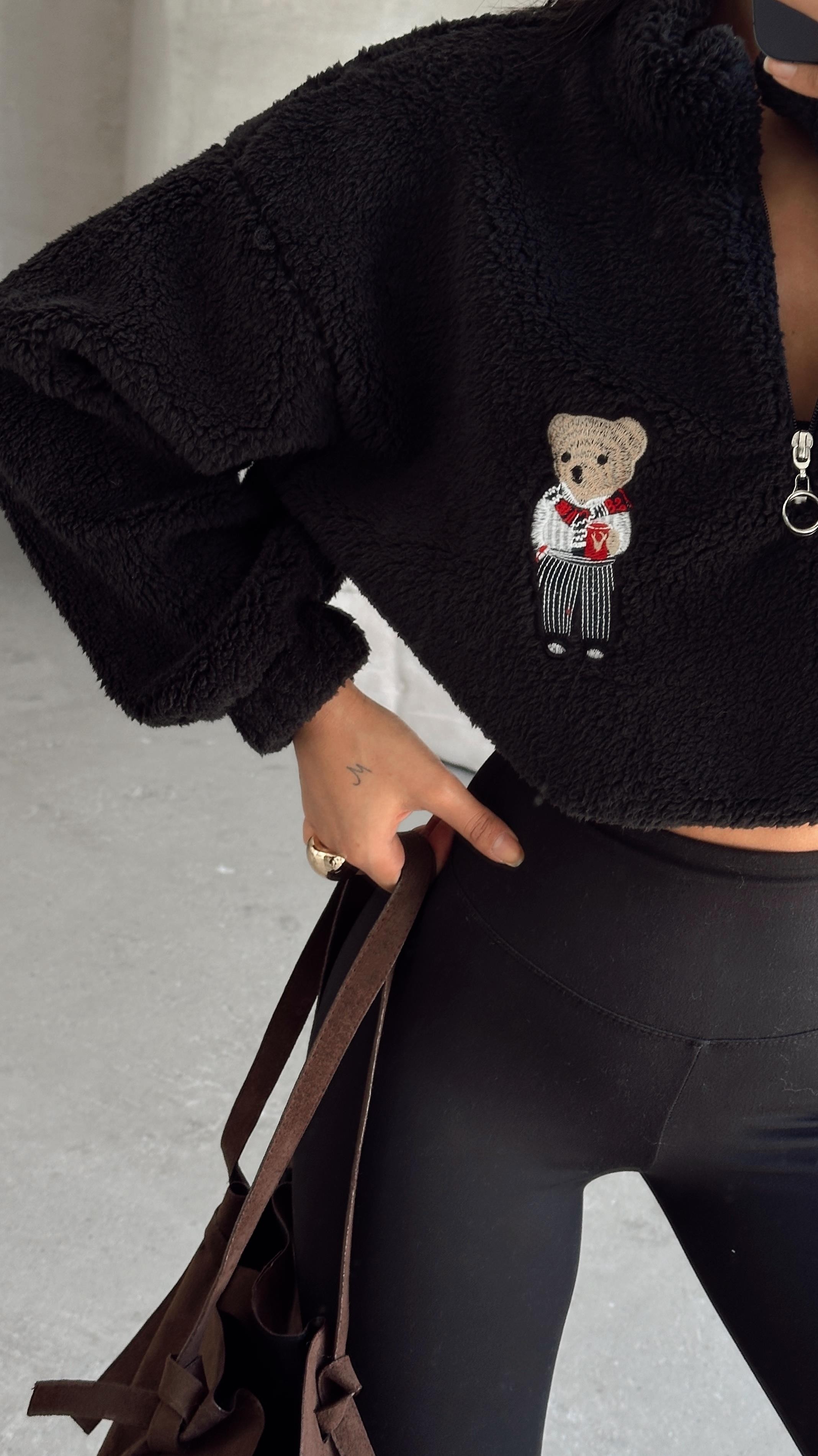 Bear Peluş Sweat Siyah