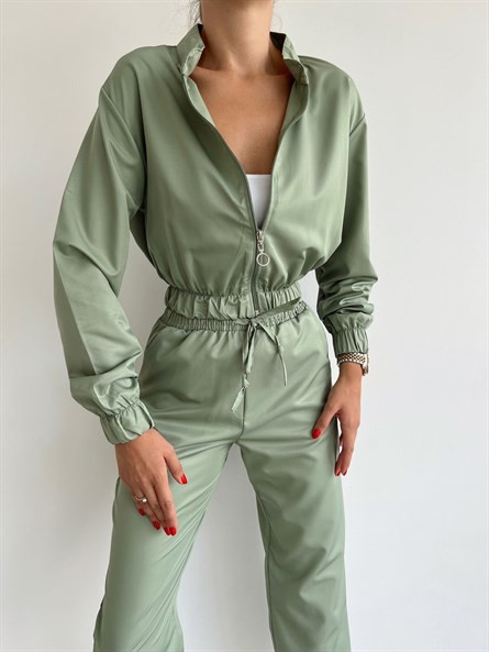 Paraşüt Kumaş İkili Jogger Takım Mint
