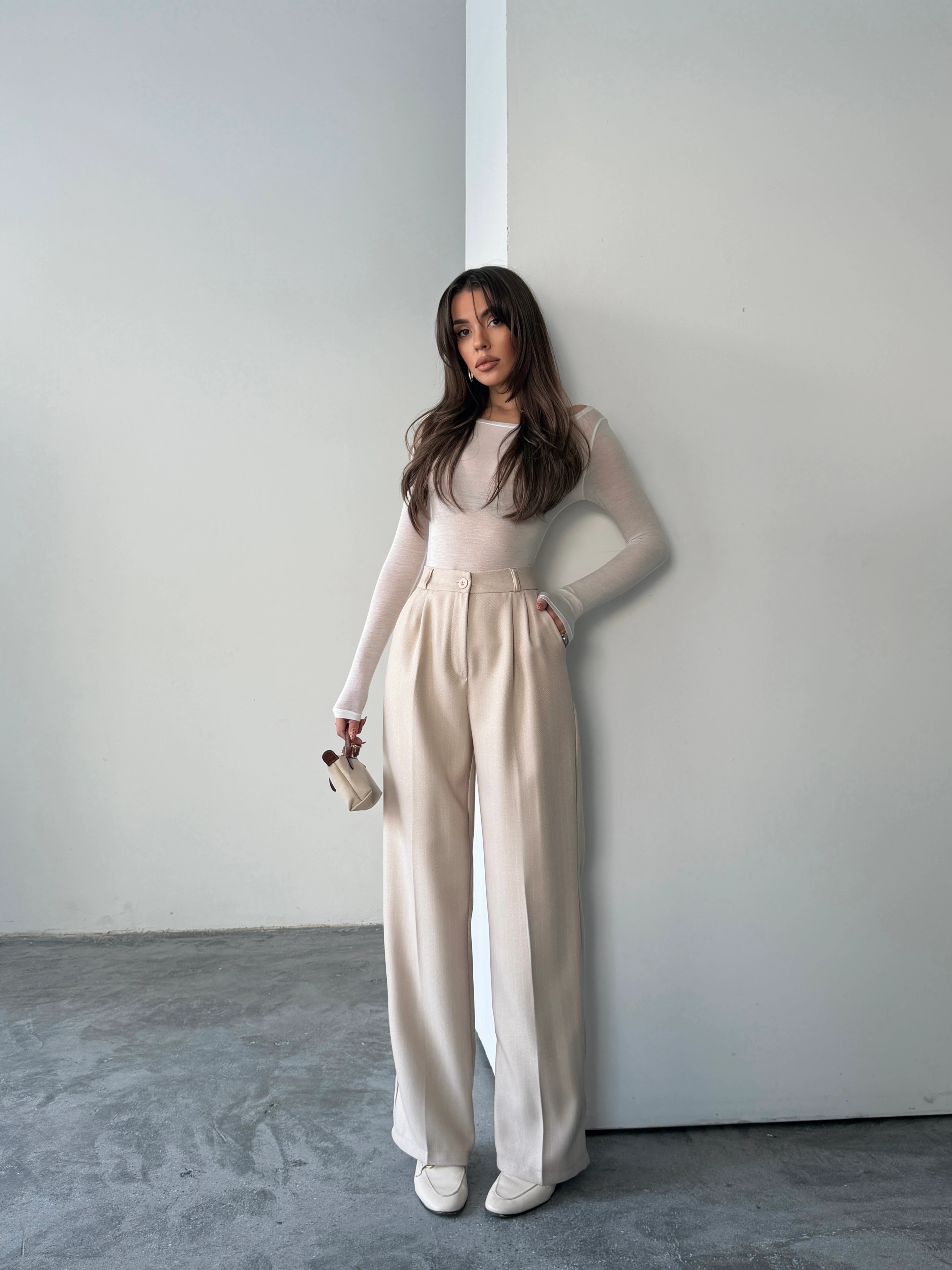 Yünefekt Çizgili Palazzo - Taş