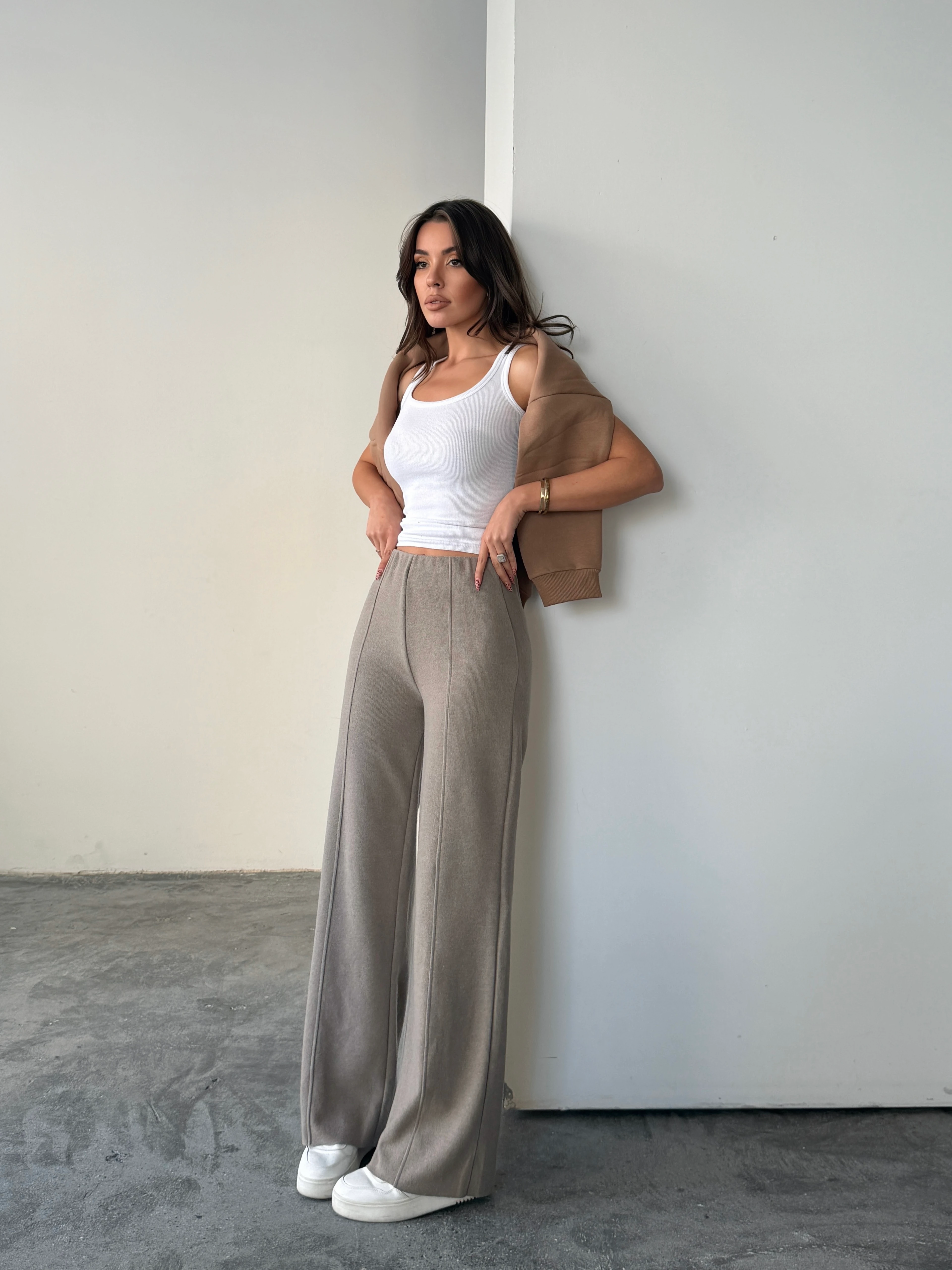 Çimalı Bel Lastik Selanik Pantolon - Bej