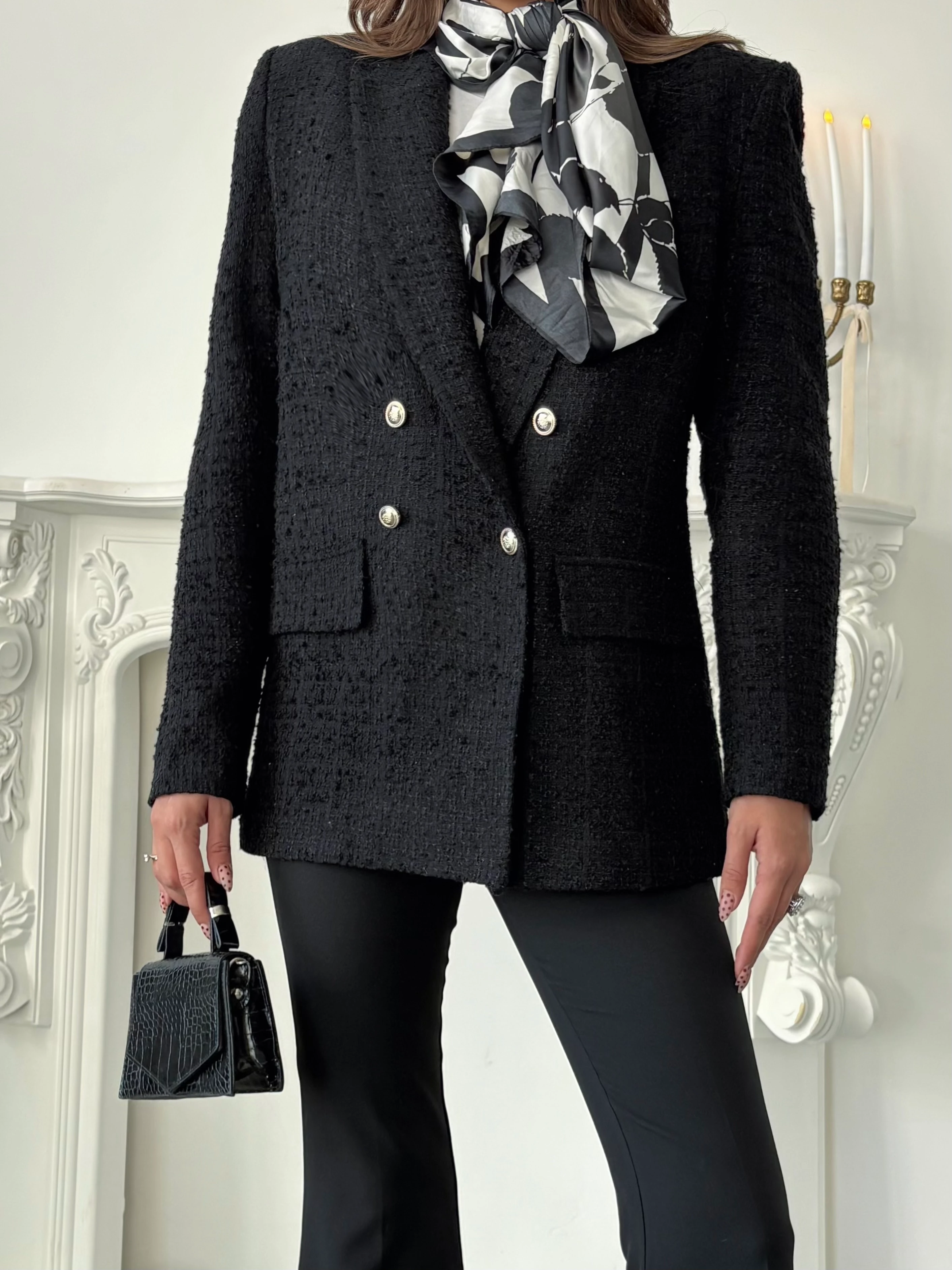 Tüvit Blazer Ceket - Siyah