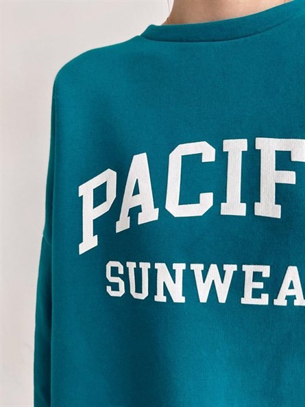 Pacific Oversize 3 İplik Sweatshirt Petrol Mavisi