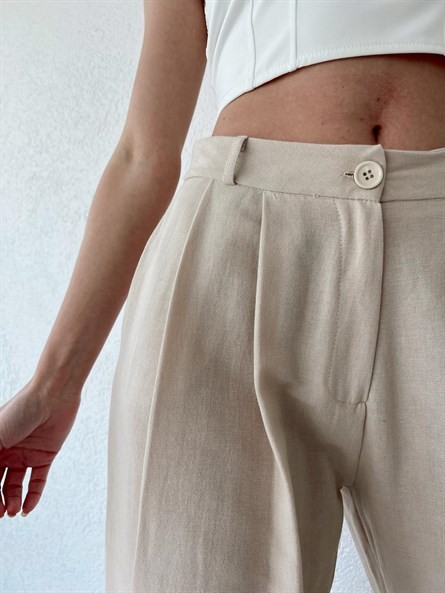 Keten Jogger Pantolon Taş