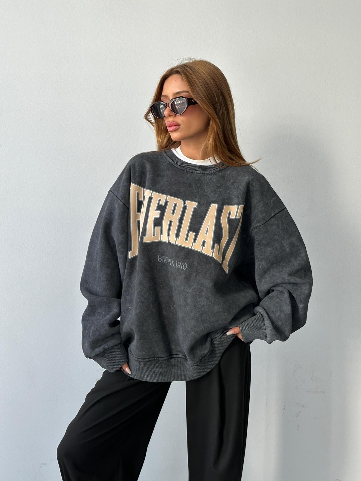 Everlast Baskı Sweat Füme Yıkama