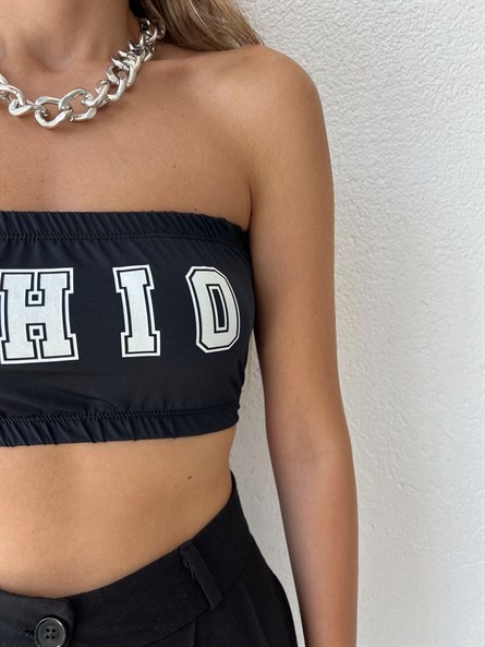 Ohio Straplez Crop Top Siyah