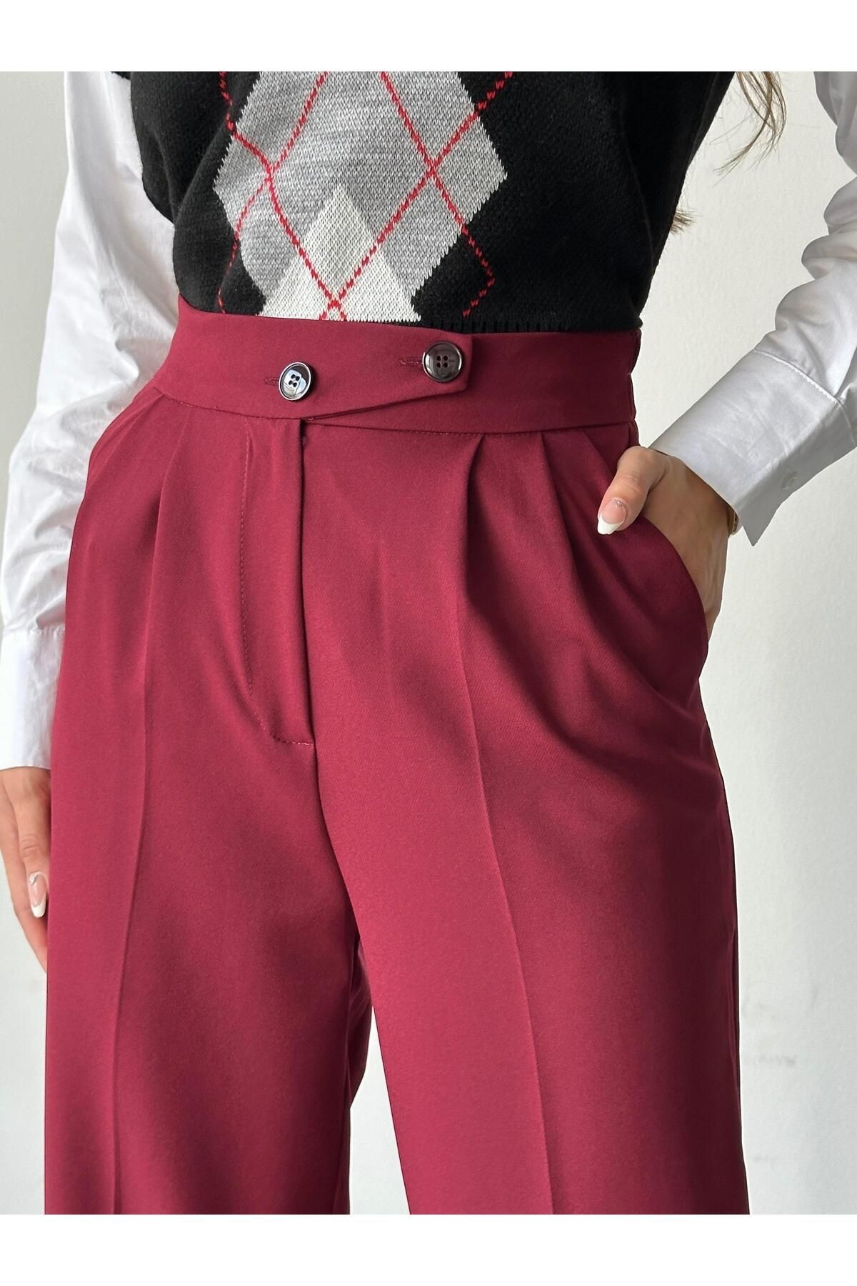 Kore Model Pantolon Bordo