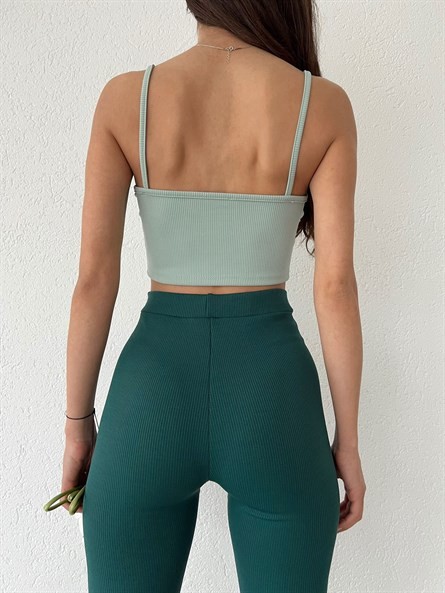 Cup Detay Fitilli Bluz Mint