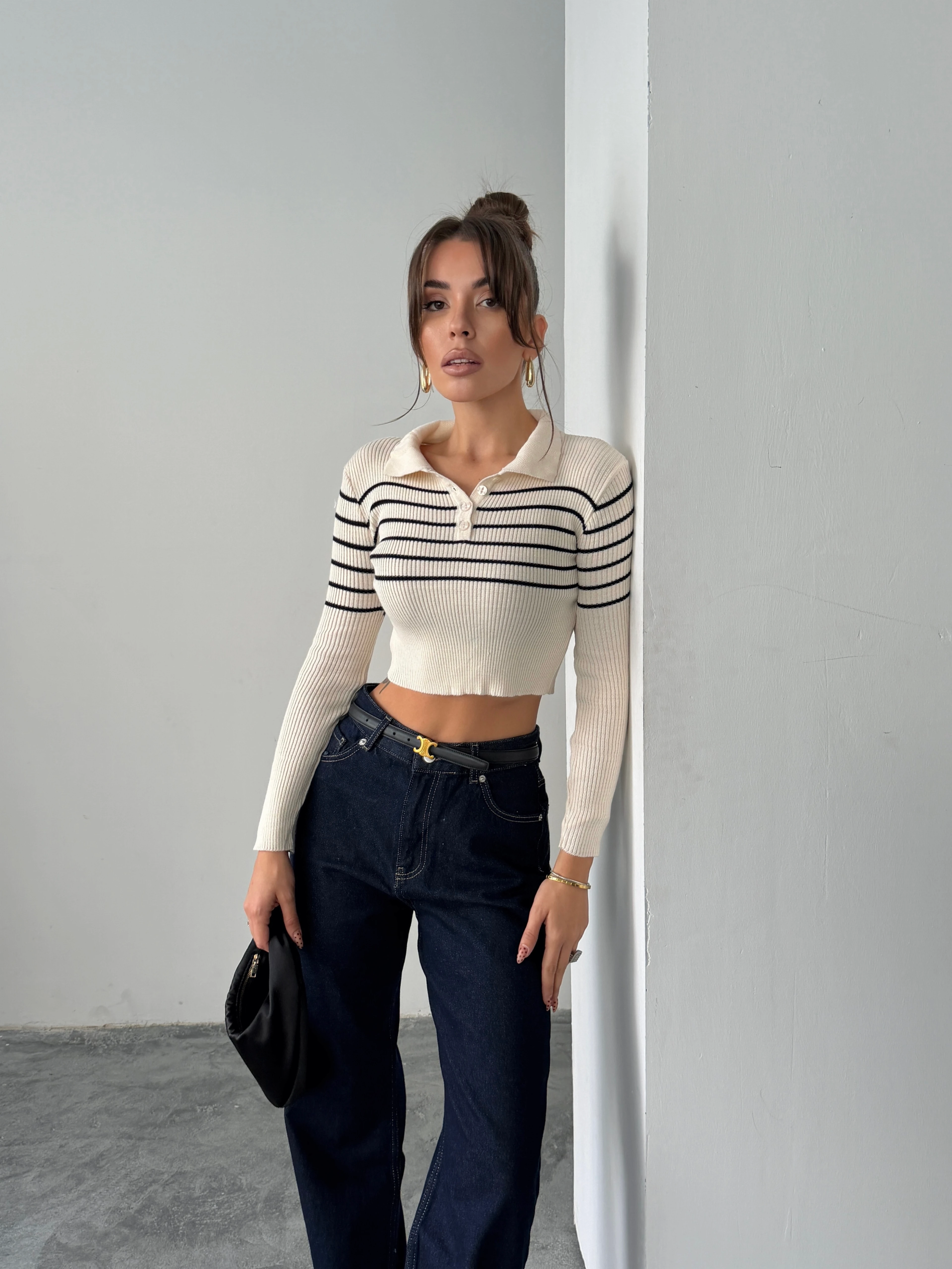 Polo Yaka Düğmeli Triko