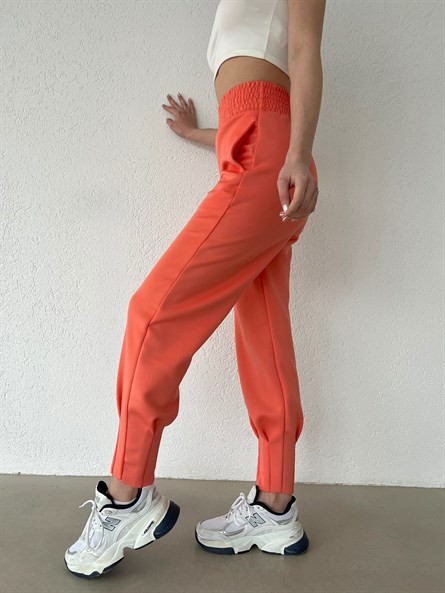 Bel Lastik Pliseli Scuba Jogger Eşofman Yavruağzı