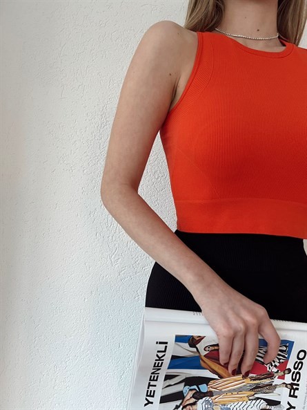 Seamless Halter Yaka Spor Crop Narçiçeği