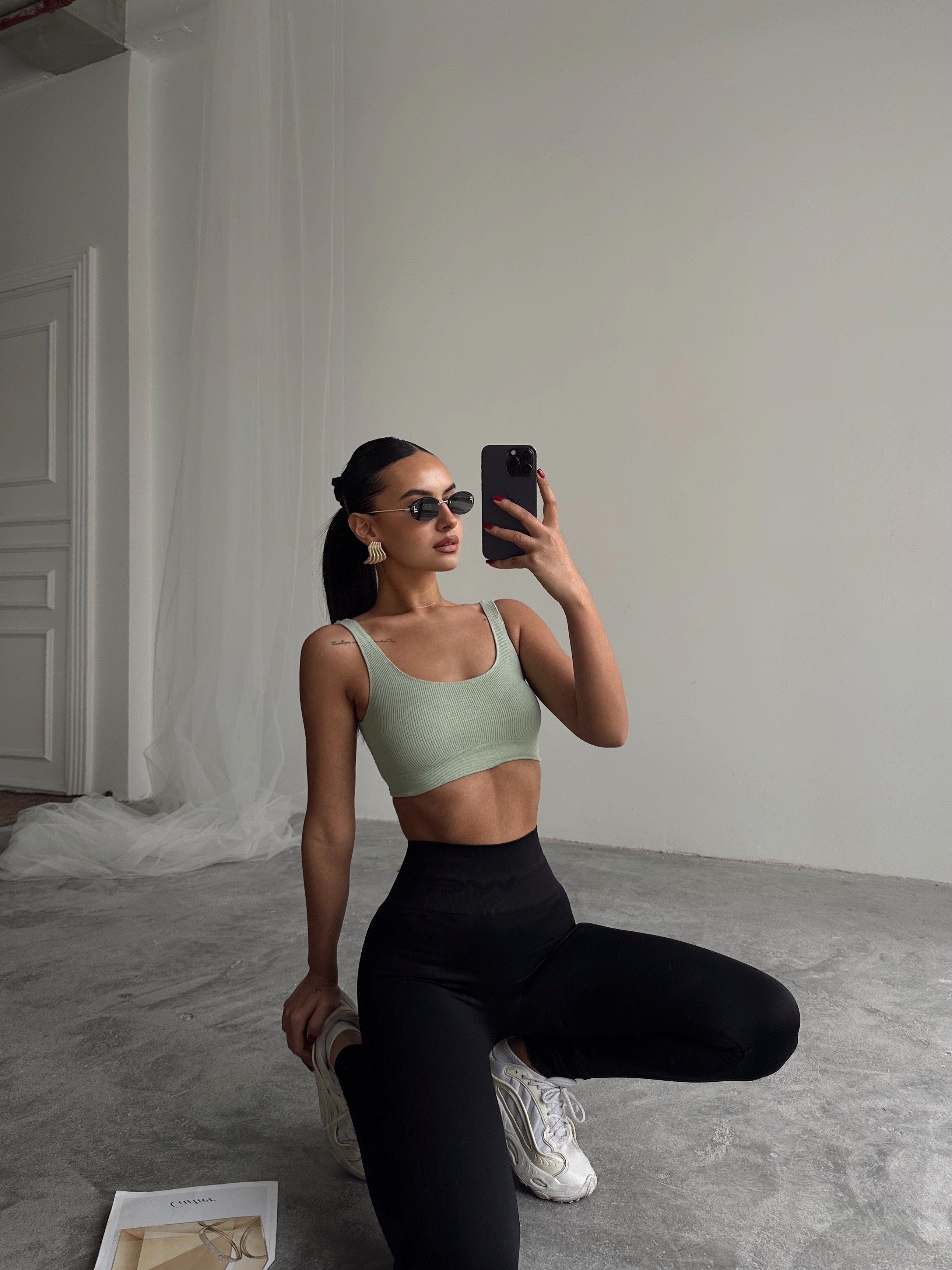 Seamless Fitilli Crop - Mint