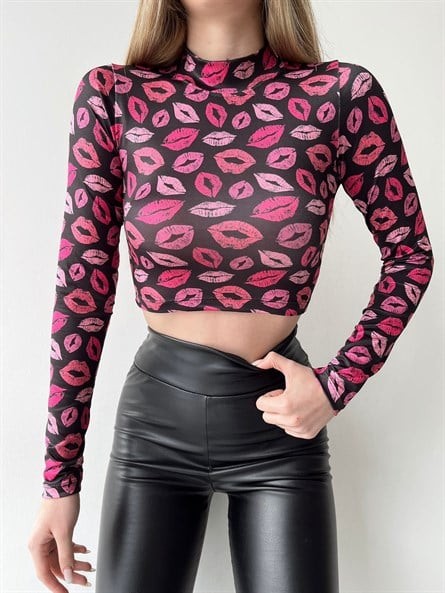 Kıss Scuba Crop Bluz Siyah