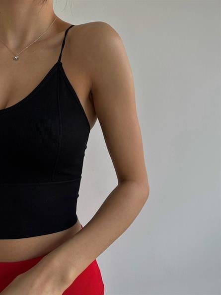 Çelik Örme Korse Crop Top Siyah