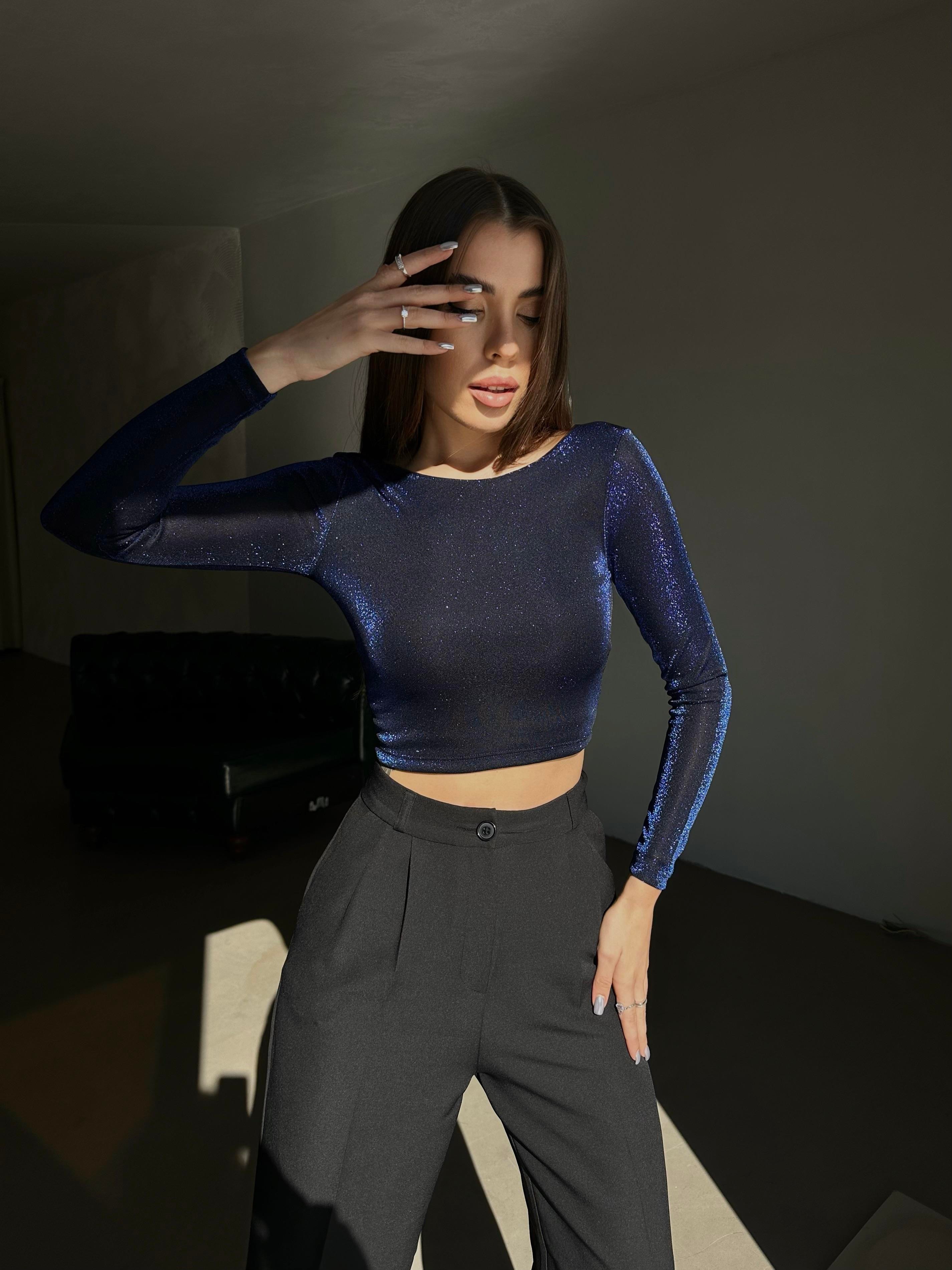 Simli Bluz Lacivert