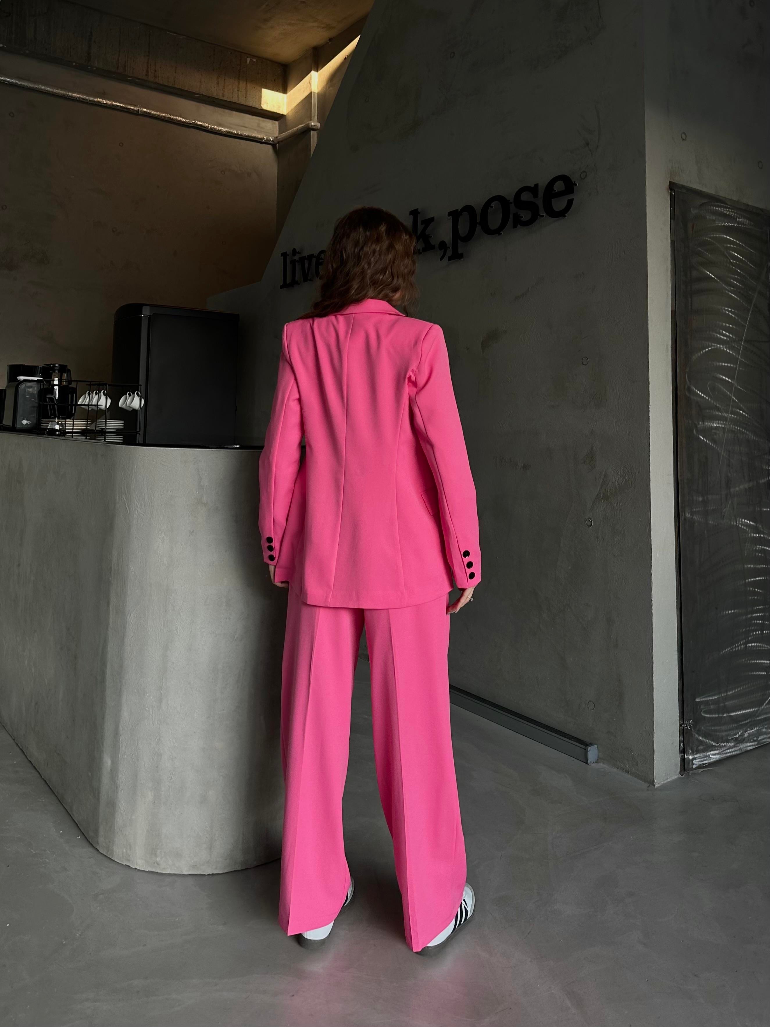 4 Düğme Blazer Takım Pembe