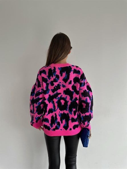 Ribanalı Leo Oversize Yumoş Kazak Pembe