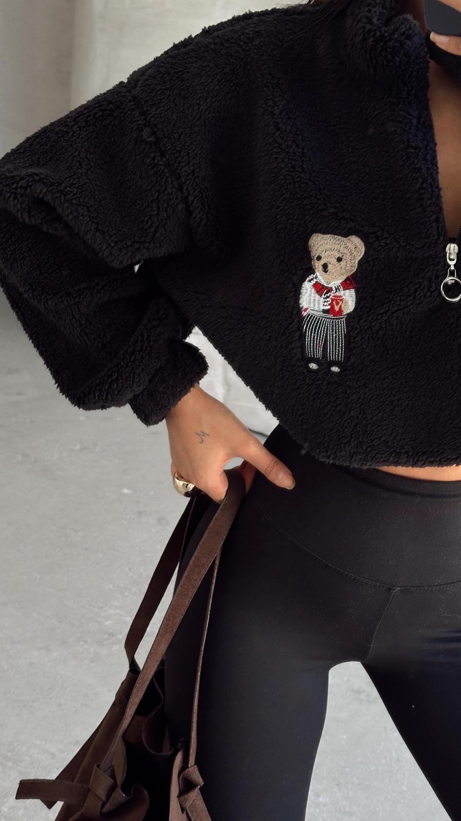 Bear Peluş Sweat Siyah