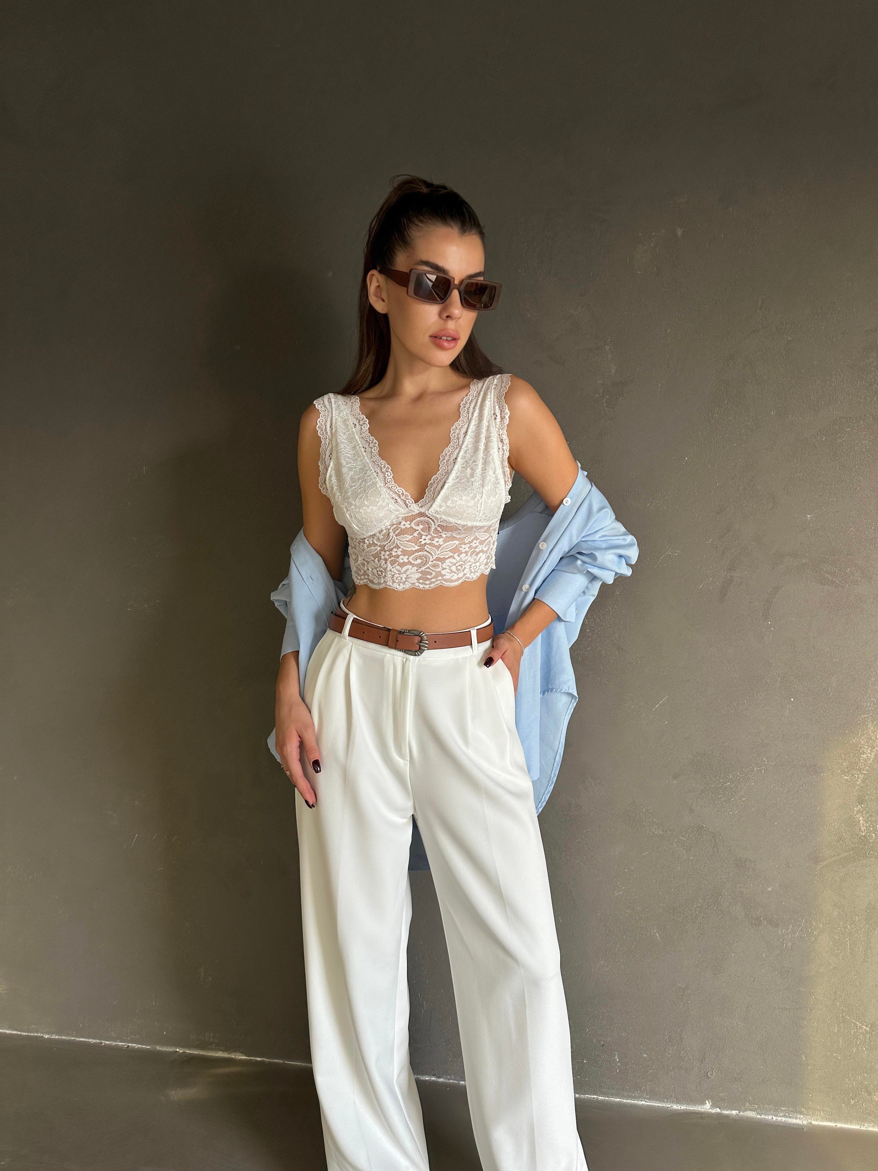 Dantelli Bralet Beyaz