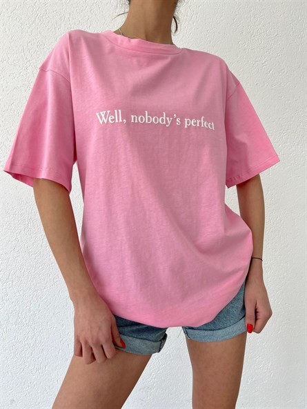 Nobody’s Perfect Oversize Basic Pembe