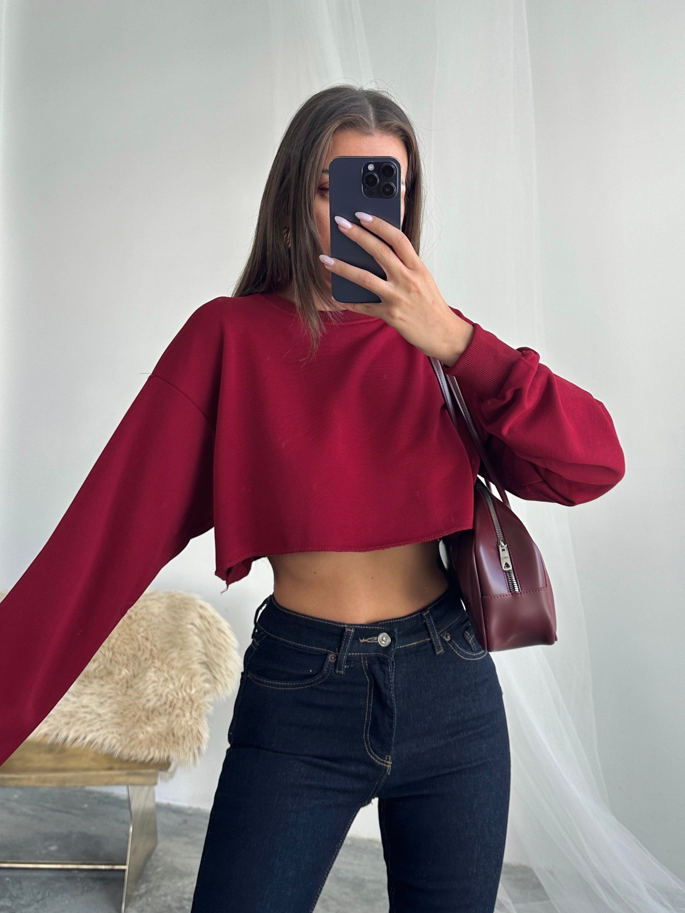 Dikişsiz Crop Sweat