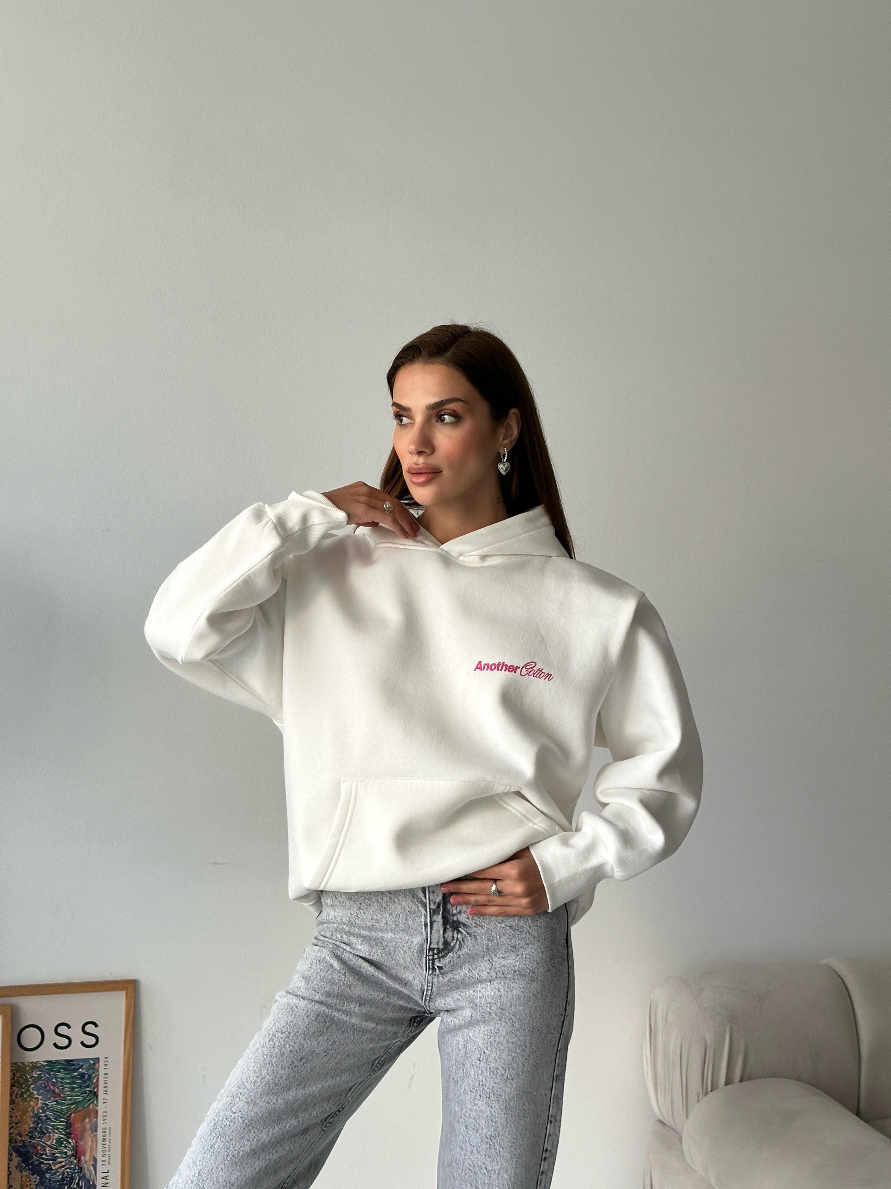 Another Kapüşonlu Sweatshirt Beyaz