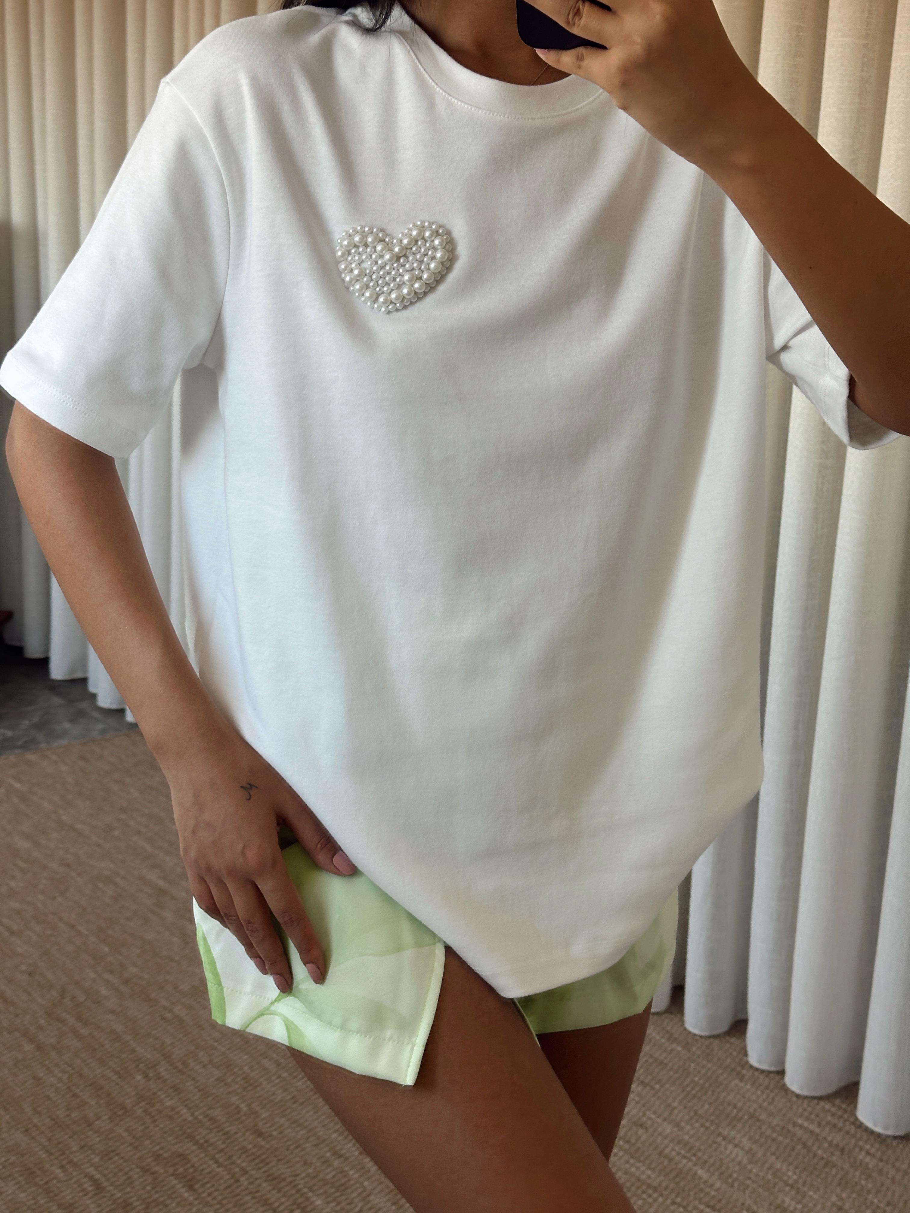 İnci Detay Oversize Basic - Beyaz